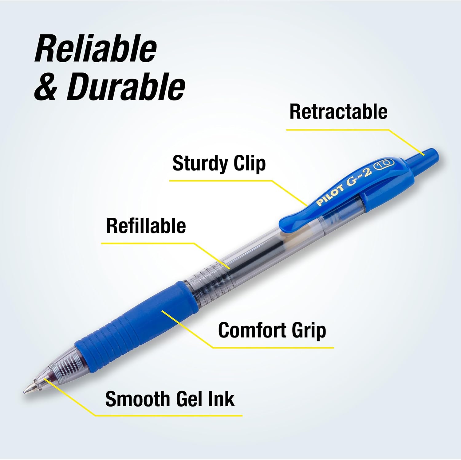 PILOT G2 Premium Rolling Ball Gel Pens, 1.0 mm, Black Ink, 4-Pack