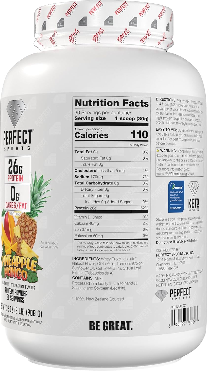 PERFECT SPORTS Diesel Whey Protein Isolate, Milk Chocolate, 2 lb