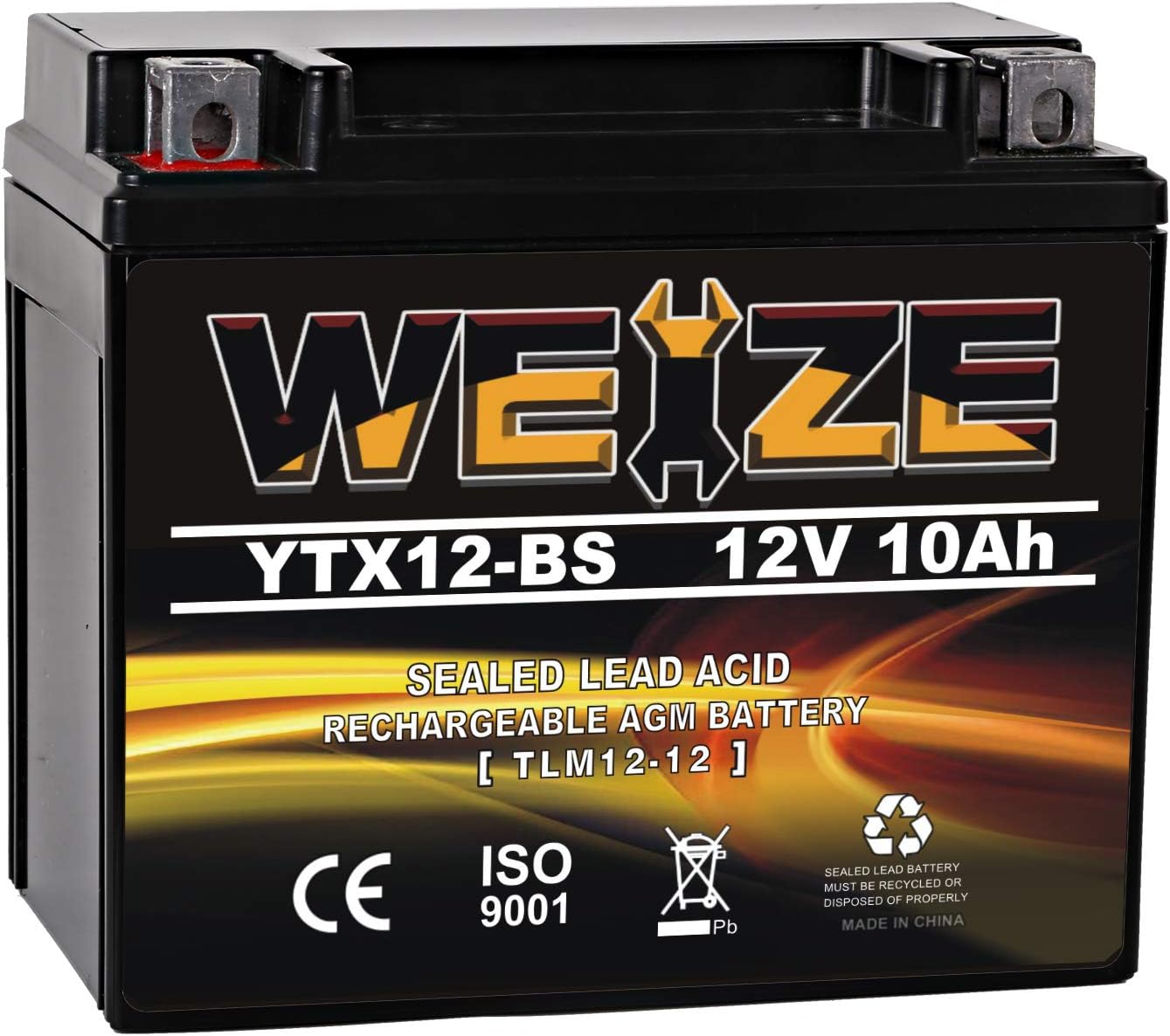 Weize YTX14 BS ATV Battery High Performance - Maintenance Free - Sealed AGM YTX14-BS Motorcycle Battery compatible with Honda Suzuki Kawasaki Yamaha scooter snowmobile