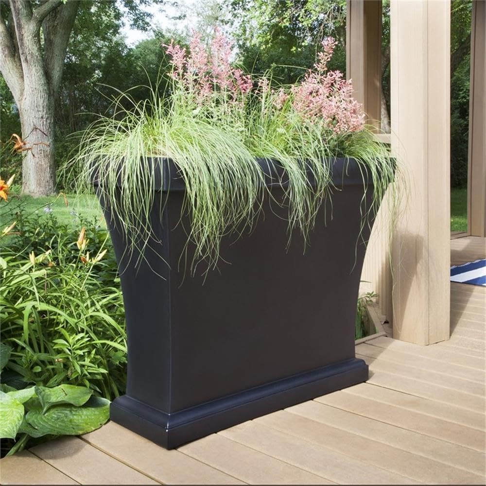 Mayne Bordeaux 40in Rectangular Trough Planter, Black | All season, Indoor/Outdoor, Double-wall design, Fade resistant, 15-year warranty