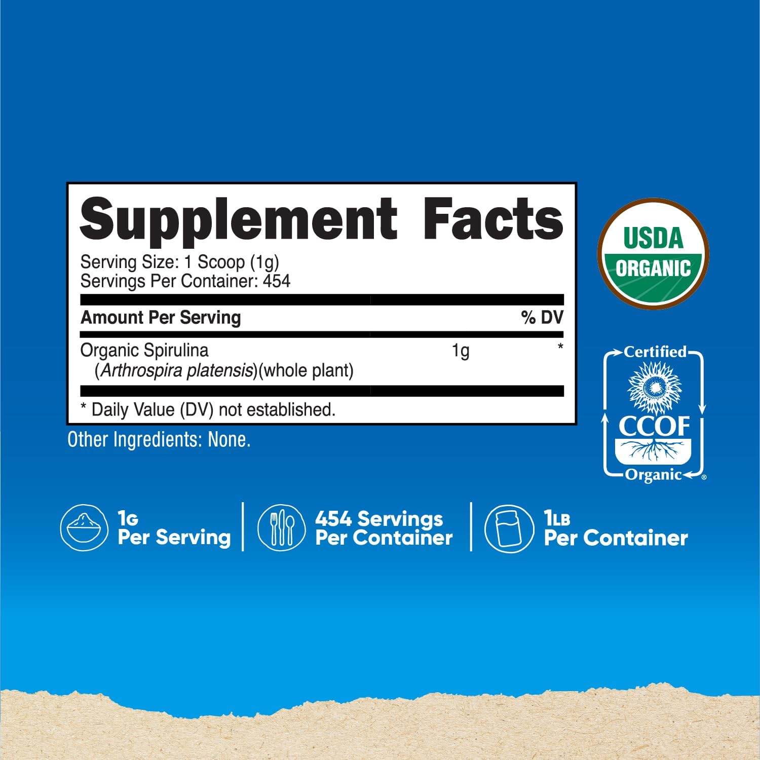Nutricost Organic Spirulina Powder (1LB) 454 Grams, Pure, Vegan | Certified Organic Spirulina