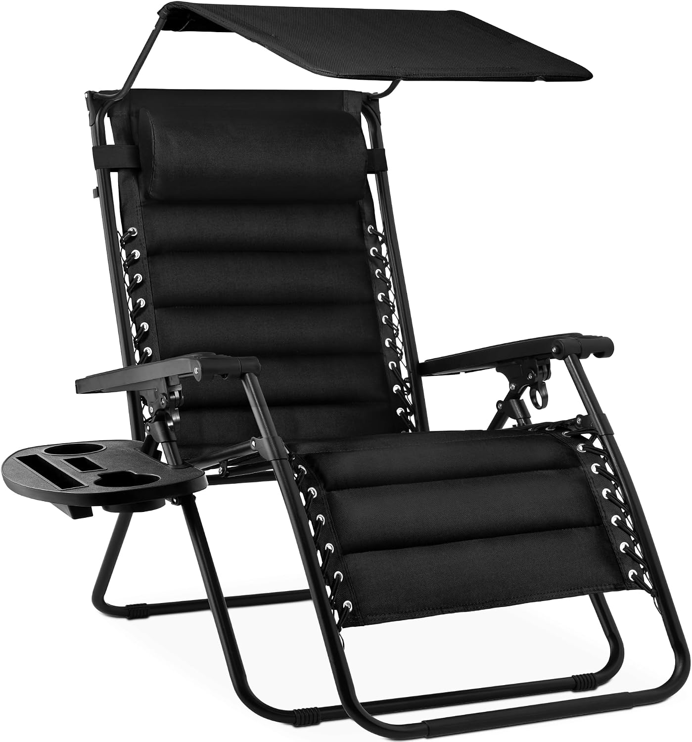 Best Choice Products Oversized Padded Zero Gravity Chair, Folding Outdoor Patio Recliner, XL Anti Gravity Lounger for Backyard w/Headrest, Cup Holder