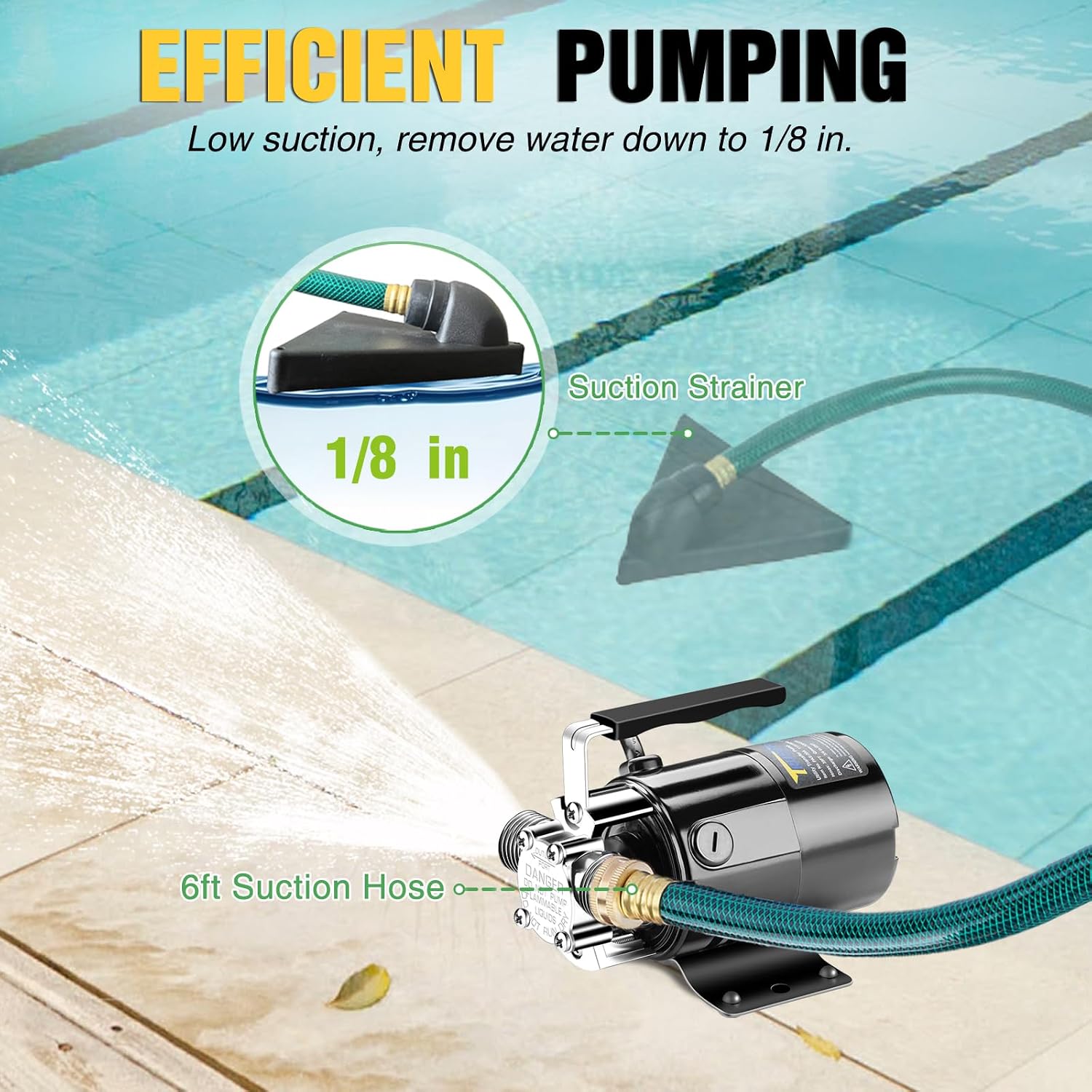 Water Transfer Pump, 115V 1/10HP 330GPH Electric Utility Water Pump with 6ft Water Hose Kit, Portable Small Water Pump For Pool Draining, Removing Water From Rain Barrel, Aquariums, etc.