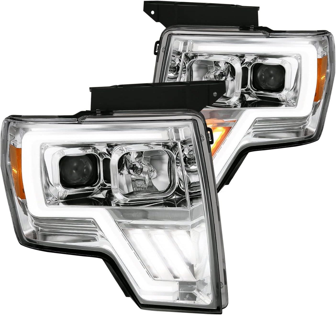 ANZO USA ANZO (111470) 2009-2013 Ford F-150 Projector Light Bar G4 Switchback H.L. Chrome Amber