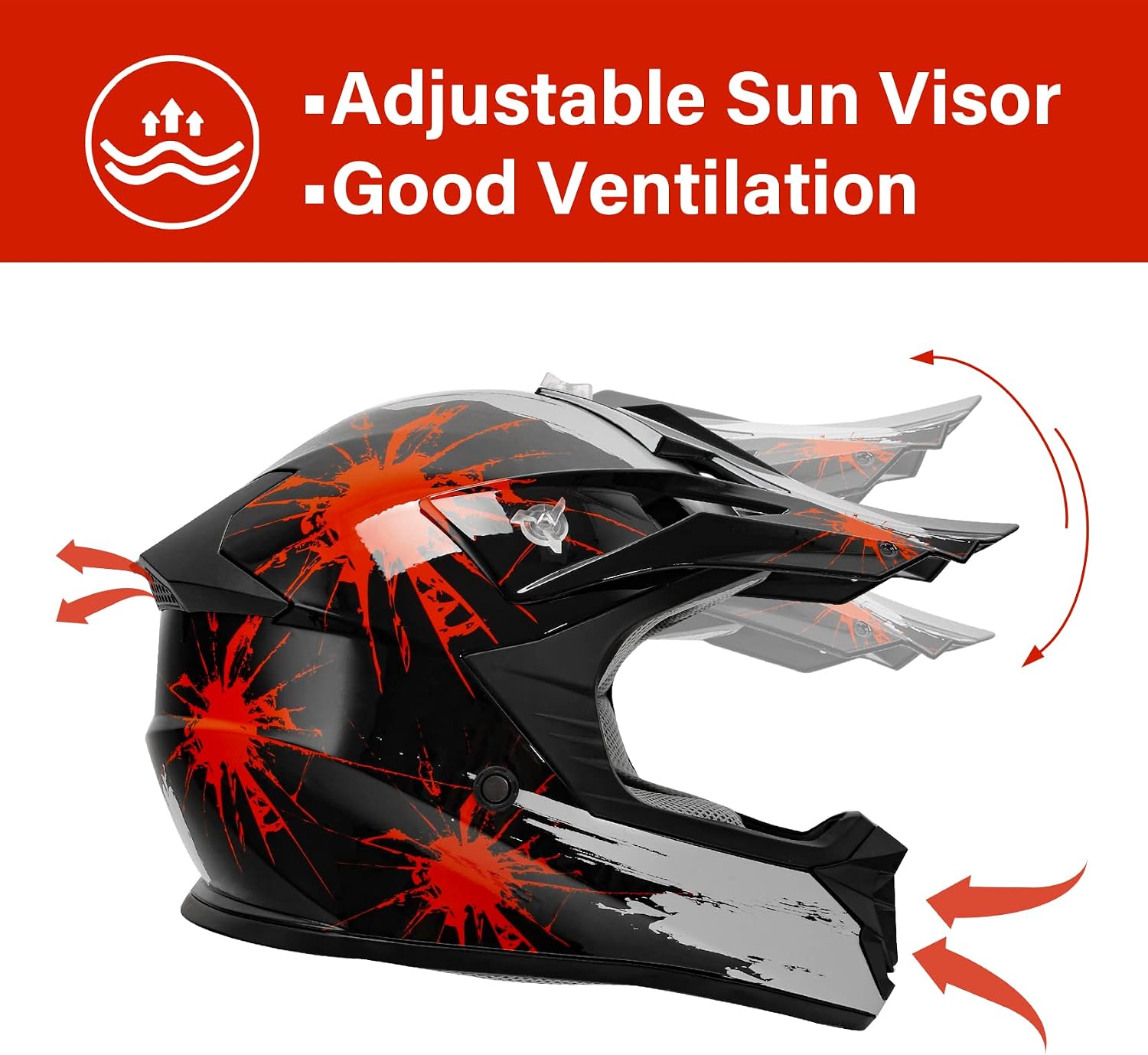 Kids Dirt Bike Helmet Youth Motorcycle Helmet DOT-Certified Full Face Helmets for Motocross ATV Off-Road Street Bike with Goggles & Gloves, Blue Flame Medium | Motorcycle Riding Gear included Goggles & Gloves, Ultra-Lightweight, For ATV UTV Off-Road, Blu…
