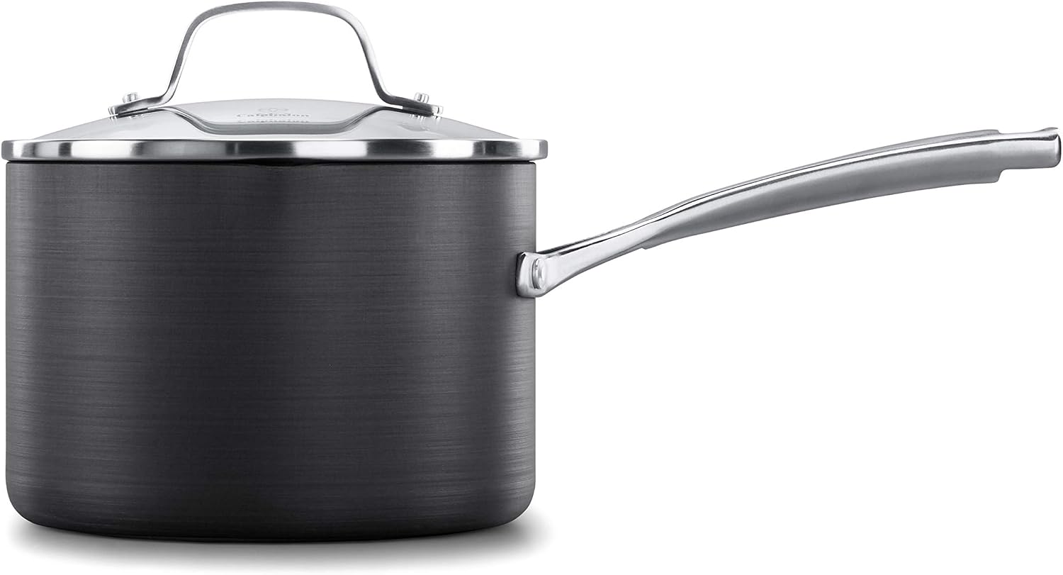 Calphalon 1943333 Classic Nonstick Sauce Pan with Cover, 3.5 quart, Grey