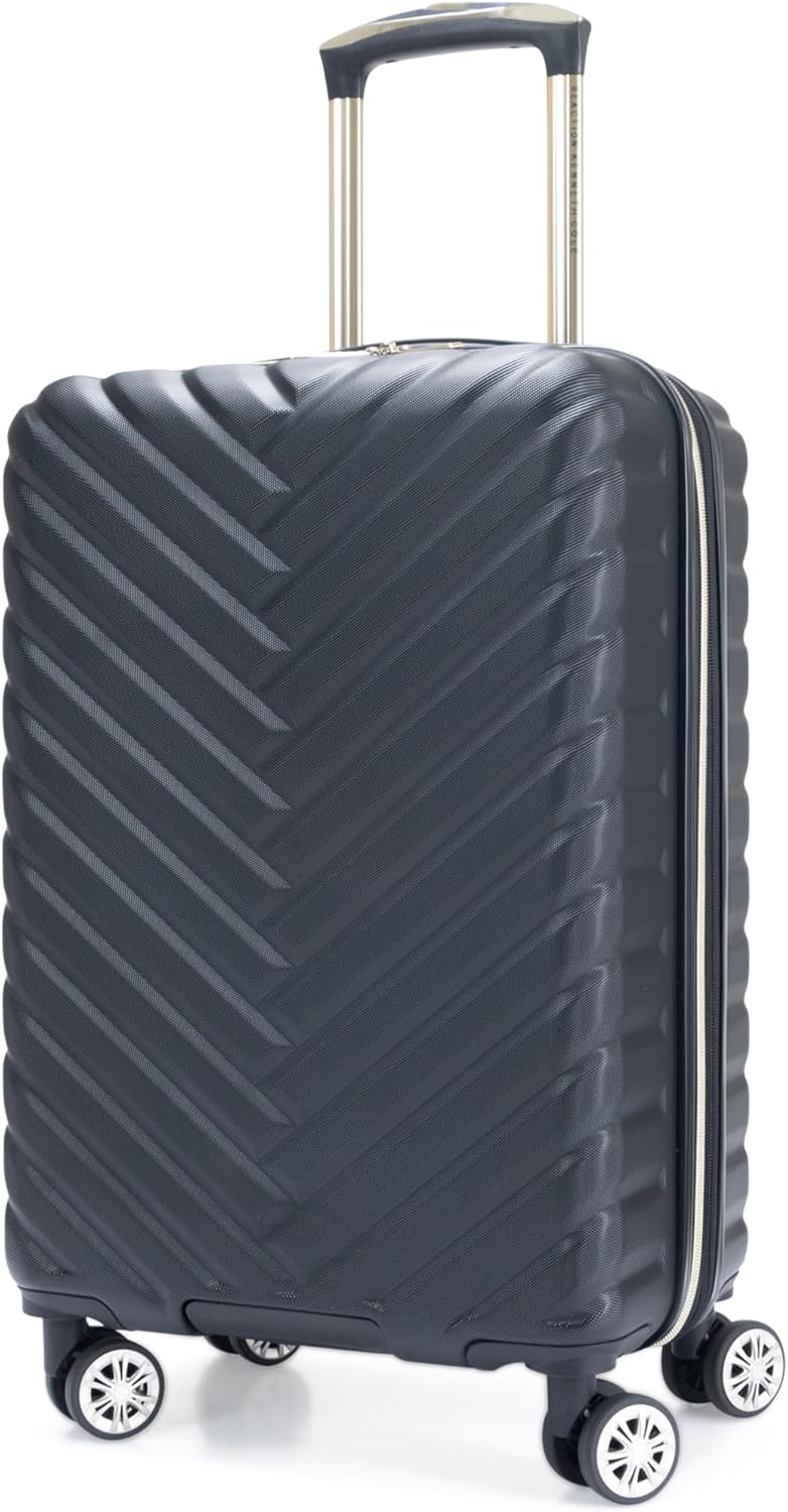 Kenneth Cole REACTION Madison Square Lightweight Hardside Chevron Expandable Spinner Luggage, Black, (28-Inch Checked)