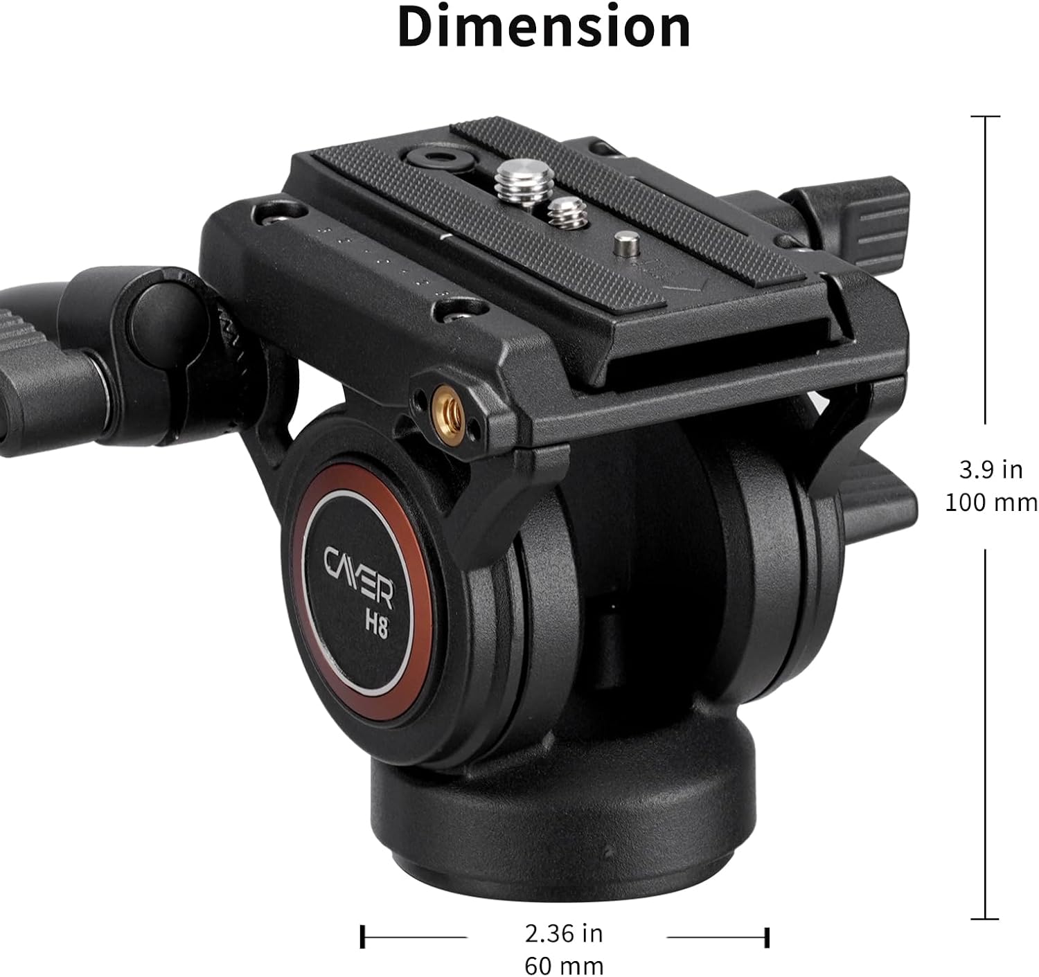 Cayer H8 Tripod Fluid Head, 60mm Base Video Head 13.2 Lb Load for Camera | Metal Housing, Adjustable Pan Handle, Smooth Fluid Movement