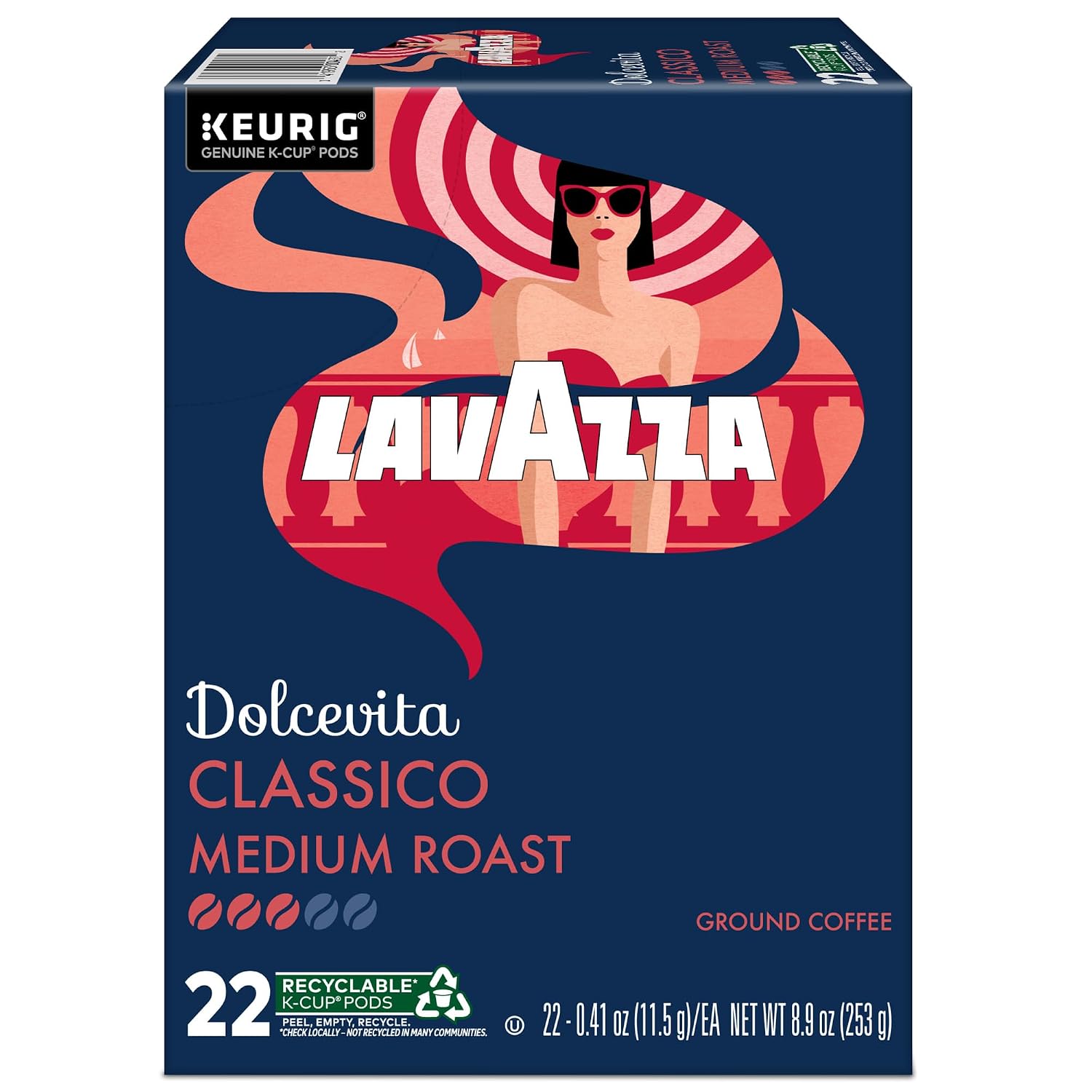Lavazza Espresso, Single-Serve Keurig K-Cup Pods, Medium Roast Coffee, 32-Count Box