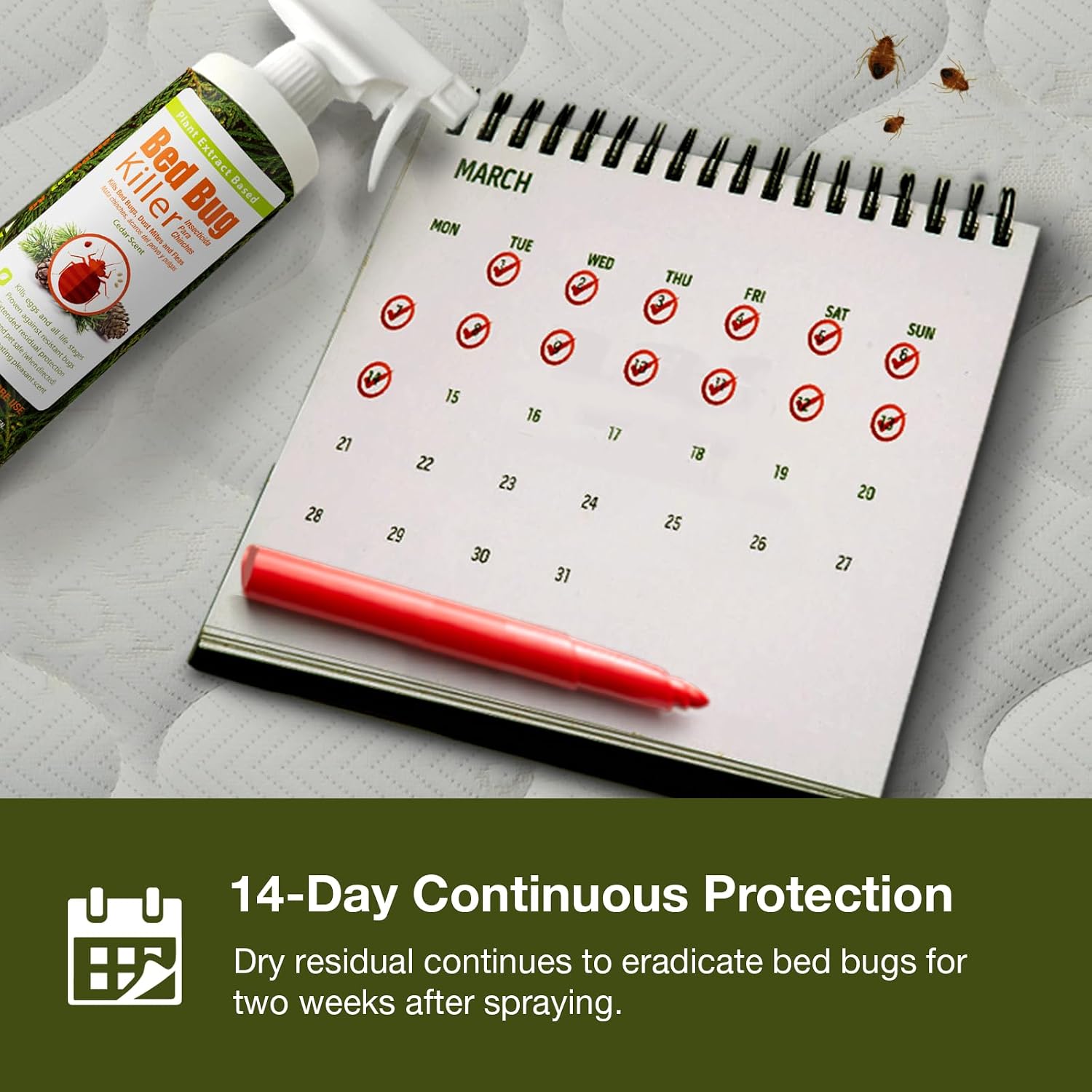 Bed Bug Killer 16 oz EcoVenger by EcoRaider, 100% Kill Efficacy, Bedbugs & Mites, Kills Eggs & The Resistant, Lasting Protection, USDA BIO-Certified, Plant Extract Based & Non-Toxic, Child & Pet Safe