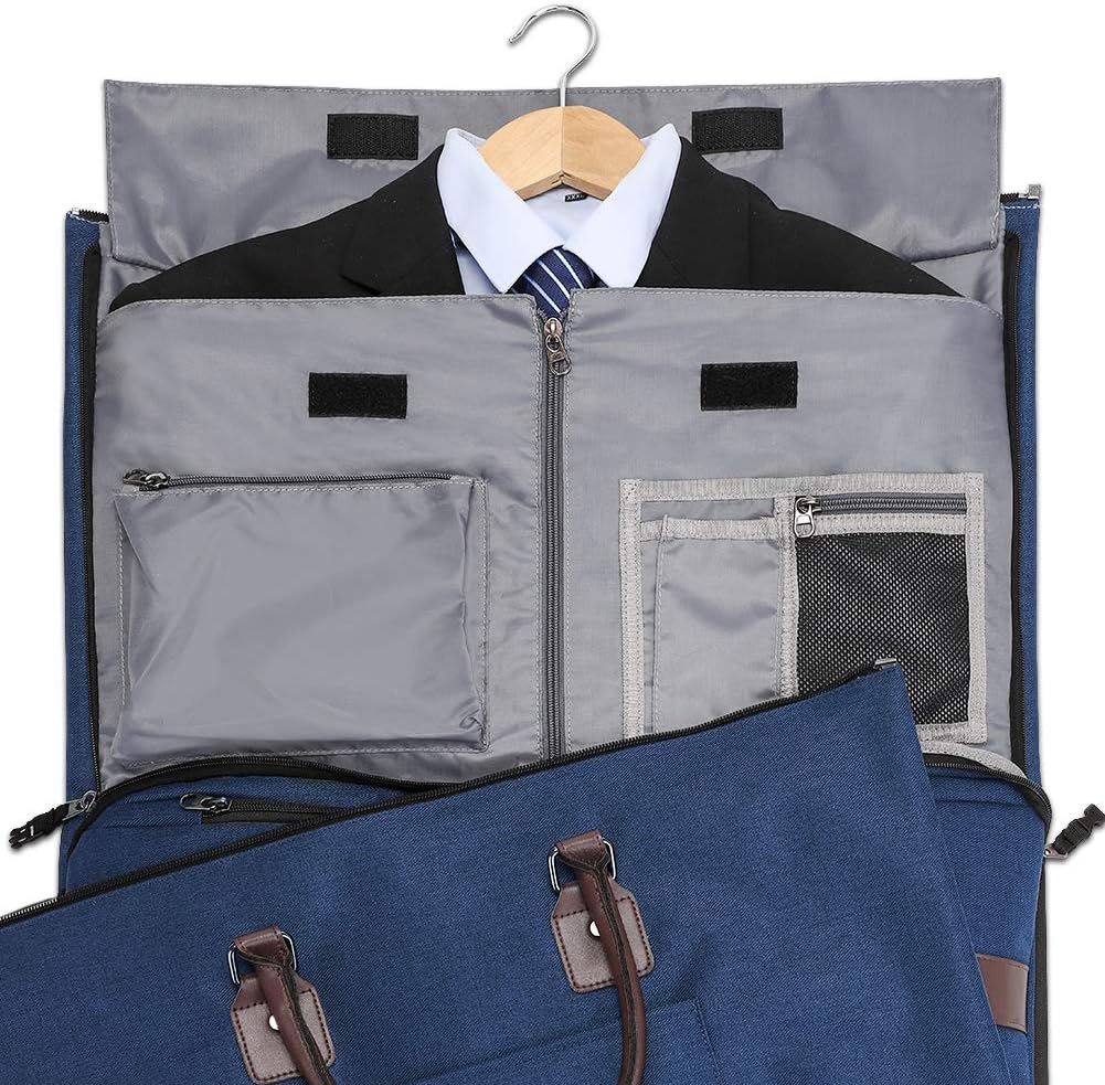 Convertible Garment Bag with Shoulder Strap, Modoker Carry on Garment Duffel Bag for Men Women - 2 in 1 Hanging Suitcase Suit Travel Bags, Blue, 45l