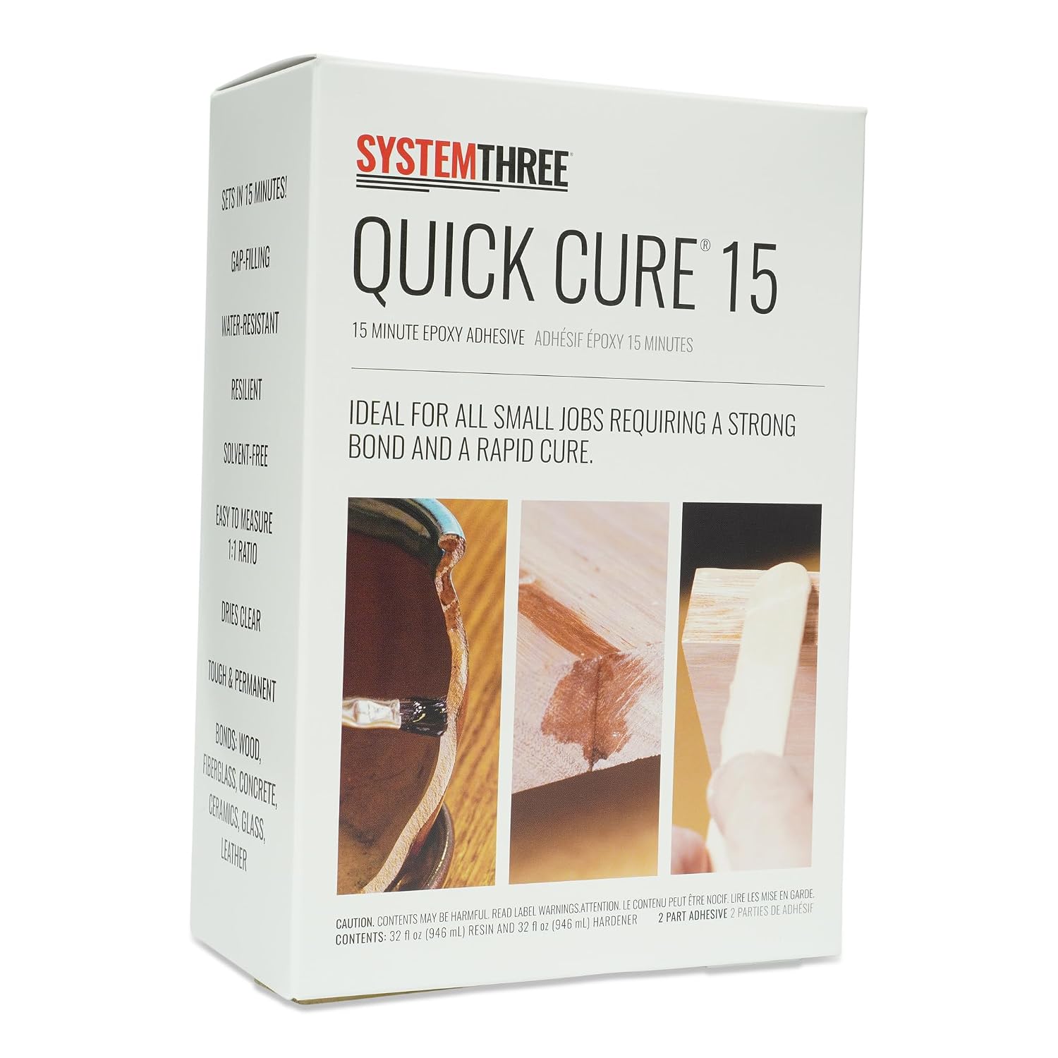 System Three Quick Cure 15 Epoxy Adhesive, 1 Pt Bottle Kit, Amber