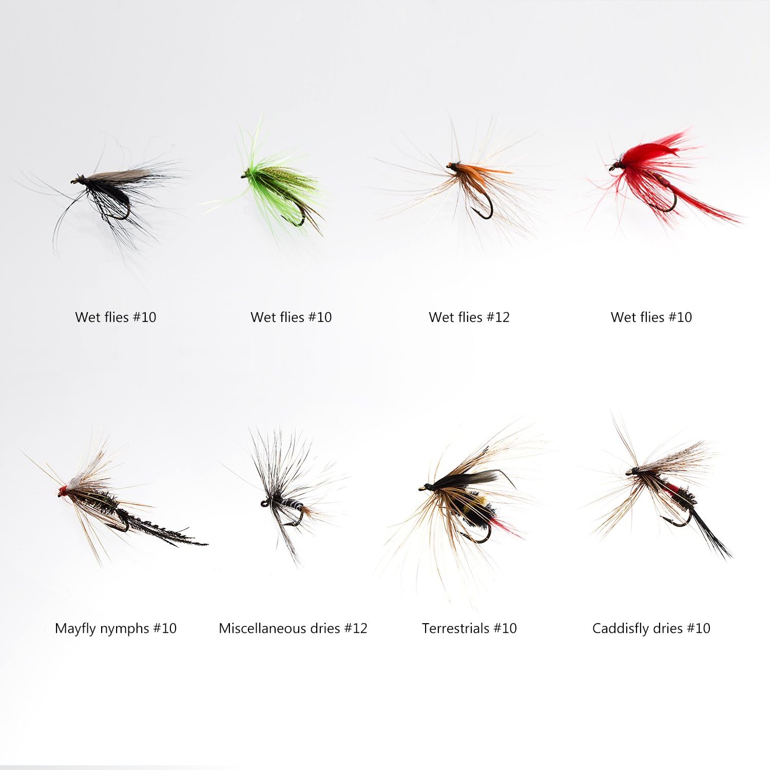 BASSDASH Fly Fishing Assorted Flies Kit, Pack of 64 pcs Including Dry and Wet Flies, Nymphs, Streamers, Terrestrials, Leeches and More