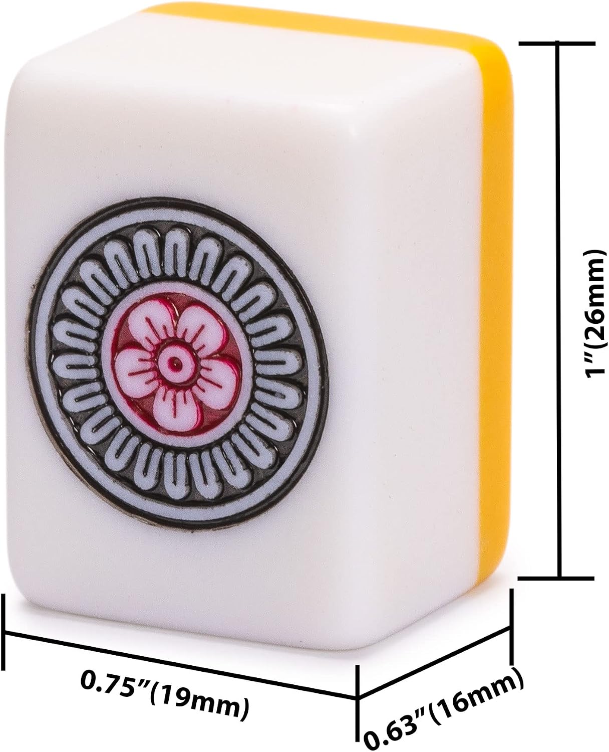 Yellow Mountain Imports Japanese Riichi Mahjong Set - White and Yellow Standard Size Tiles - with East Wind Tile and Black Vinyl Case