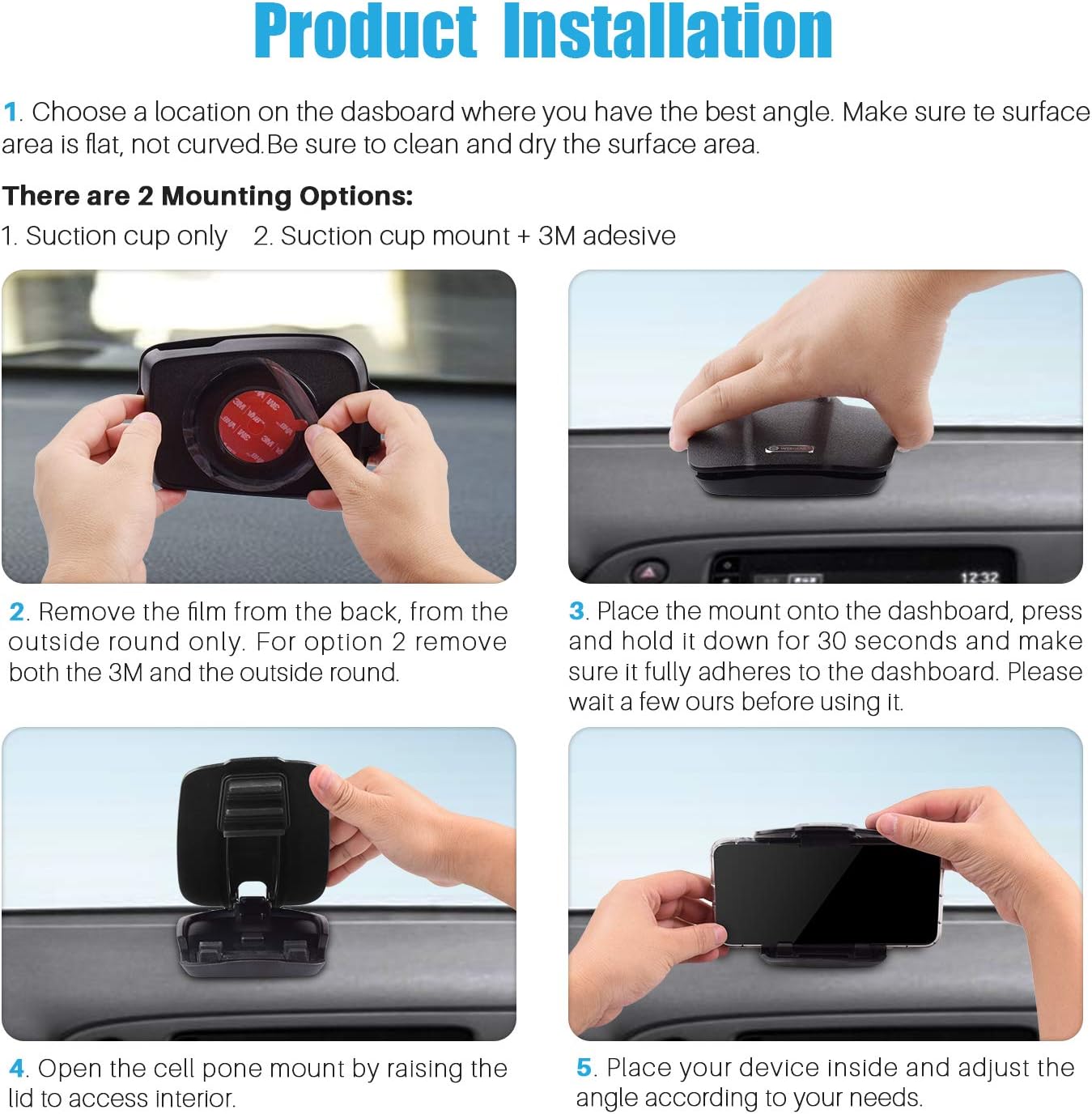 GPS Holder for Car, GPS Dash Mount for Garmin, Nuvi Drive Dezl Drivesmart, Tomtom, Magellan Roadmate, Rand McNally, Navman