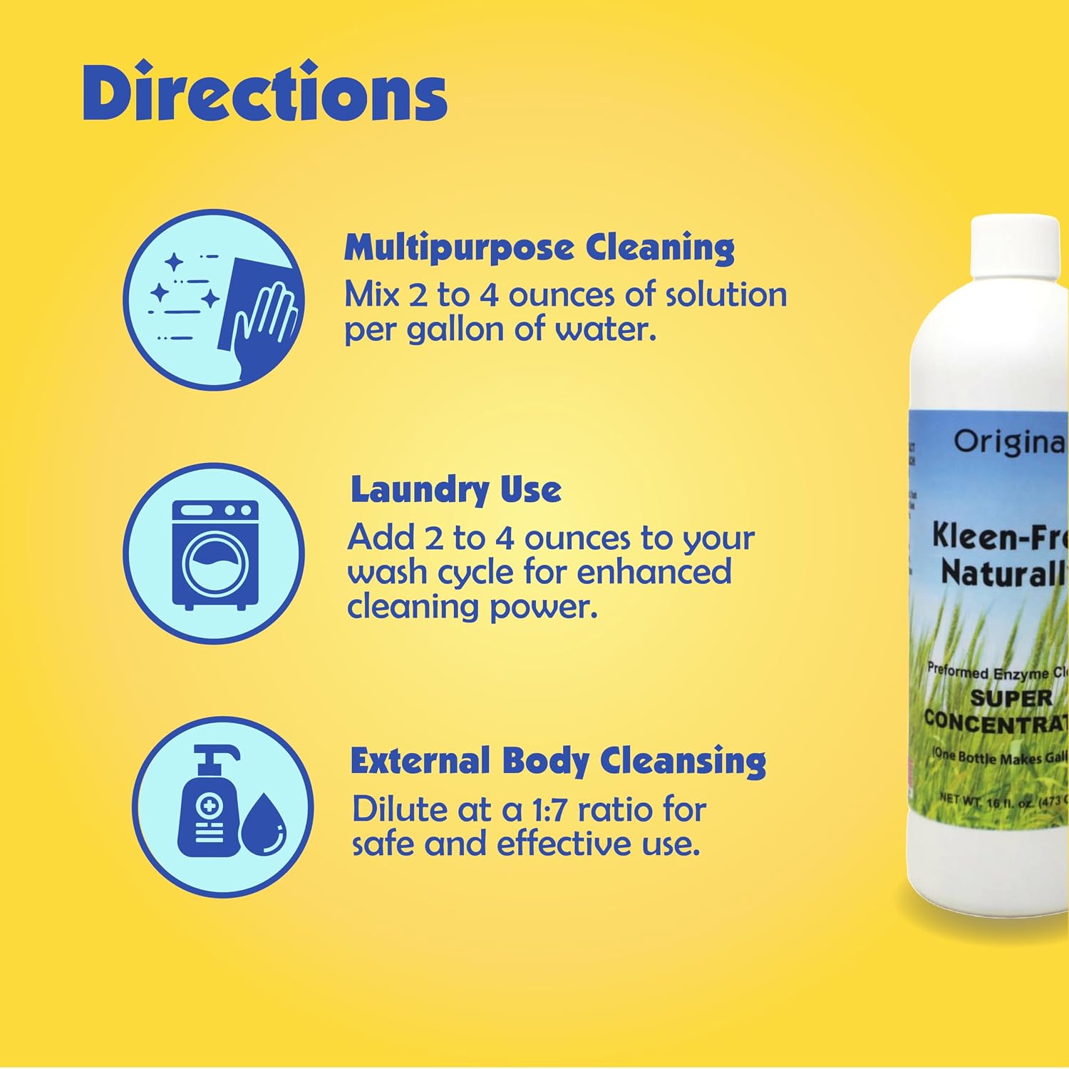 Naturally Preformed Enzyme Cleaner, Enzyme Solution, Multi-Purpose Cleaner, Laundry Additive and More - Concentrate - Original Scent - 128oz (1 Gallon)