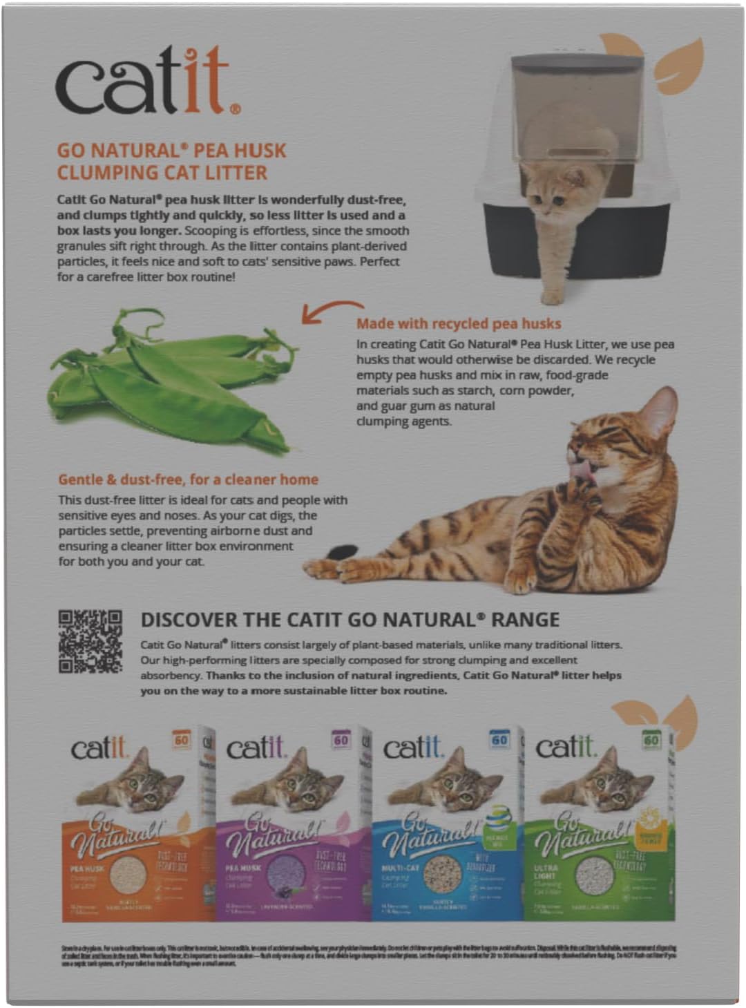 Catit Go Natural Pea Husk Clumping Cat Litter, 12.3 lb, Natural
