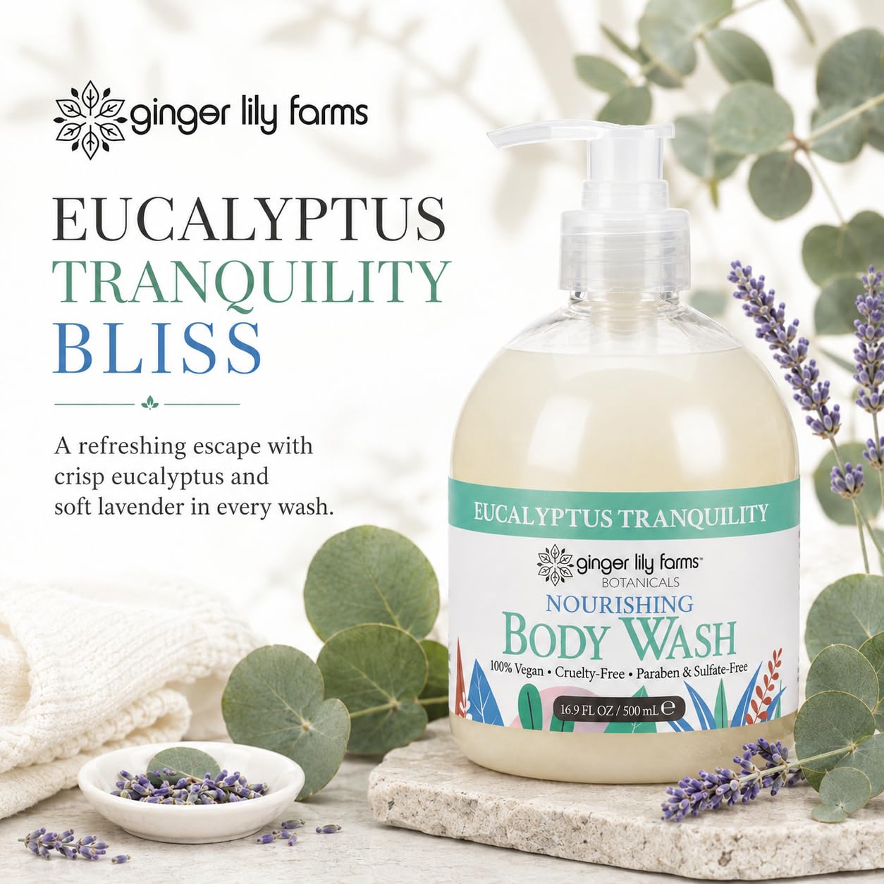 Ginger Lily Farms 1 gal Nourishing Body Wash, Citrus Blend Scent | for Hands, Body & Hair, Moisturizing Wash, Salon Wash, Spa Cleanser, Salon & Spa Essentials, Manicure & Pedicure Supplies