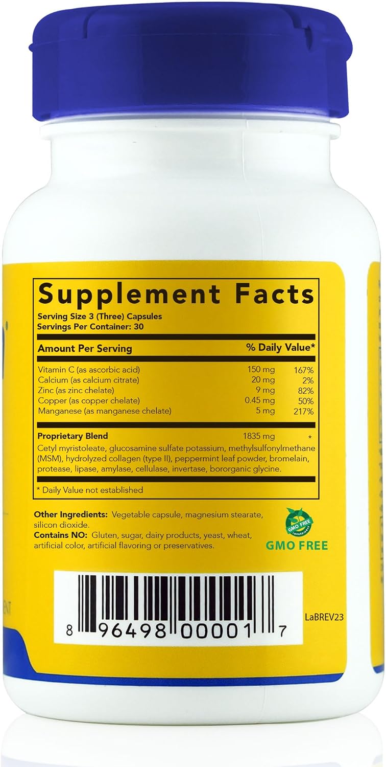 Joint Health & Mobility Formula with CM8 (Cetyl Myristoleate) - Joint Supplements for Men and Women with Glucosamine, MSM, Collagen Type II - 90 Capsules