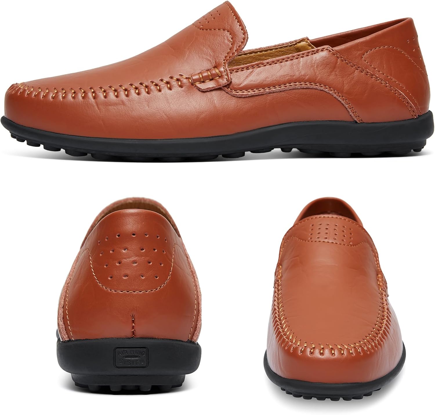 Go Tour Men's Premium Genuine Leather Casual Slip on Loafers Breathable Driving Shoes Fashion Slipper