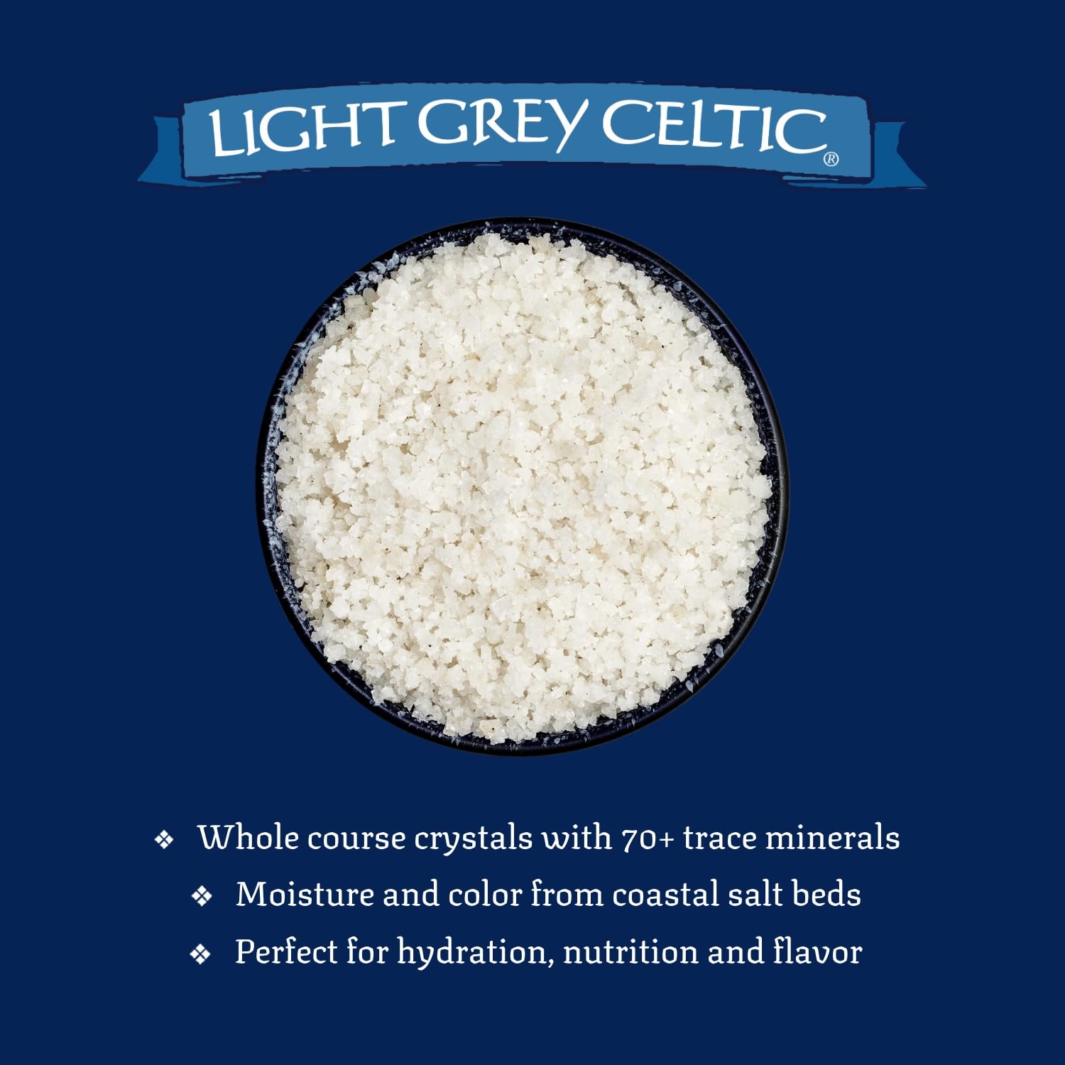 Celtic Sea Salt Light Grey Coarse, Unrefined Mineral Salt, Bulk 5 lb | Bulk coarse crystals with 70+ trace minerals for hydration, finishing, and everyday cooking; hand-harvested, lab tested