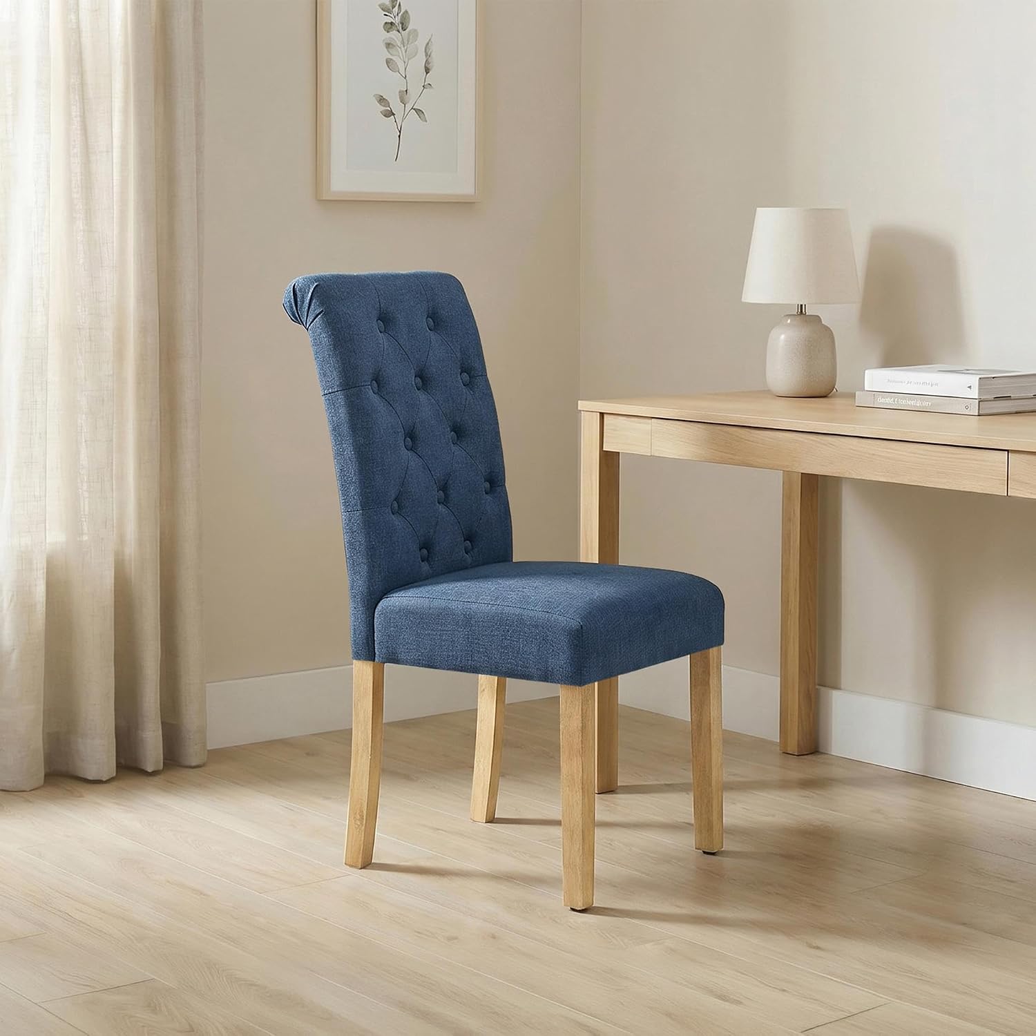 Yaheetech Dining Chairs Set of 2 Modern Upholstered Parson Chairs Dark Gray