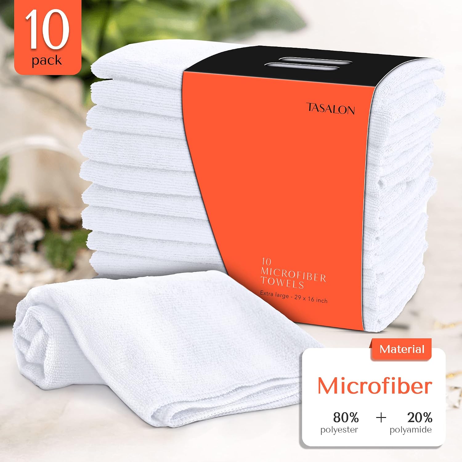 TASALON Microfiber Salon Hair Towels 10 Pack, 29" x 16" Ultra-Soft - Black
