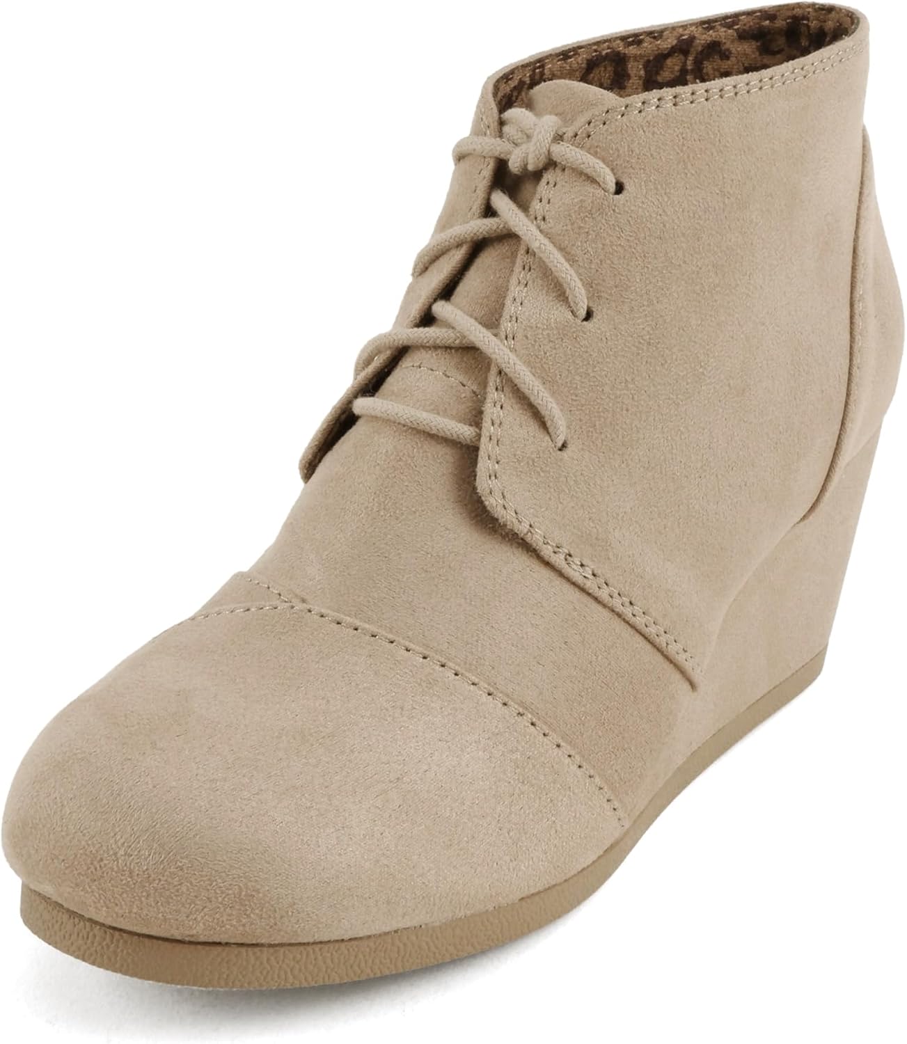 Soda “REX” ~ Women Lace Up Rounded Toe Low Wedge Ankle Bootie