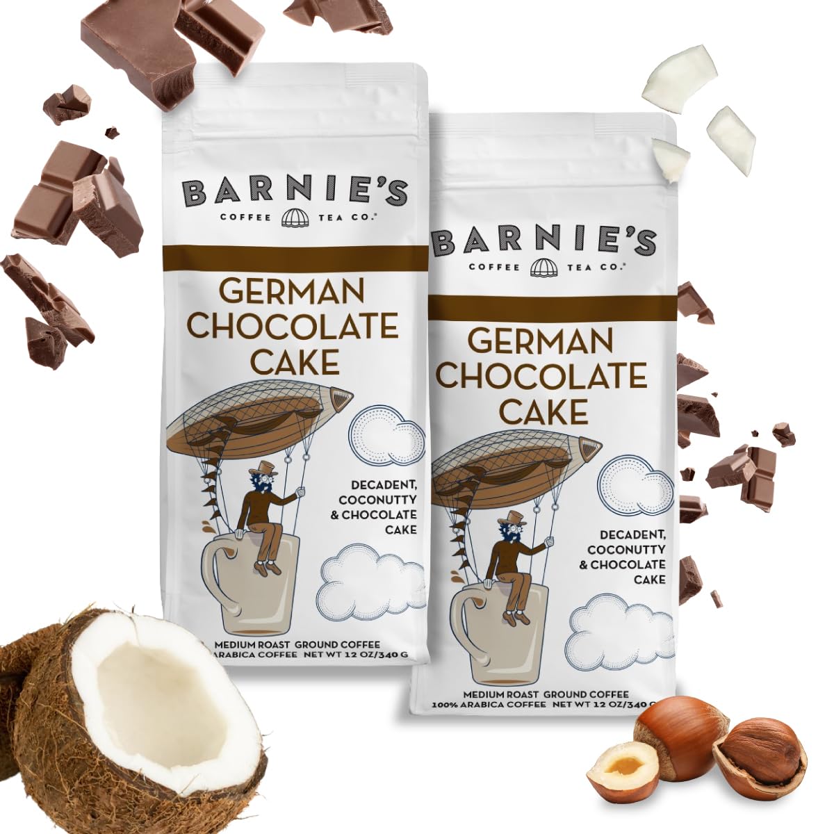 Barnie's Coffee English Salted Toffee Ground Coffee with Caramel, Molasses and Salted Creamy Butter Flavors, Medium Roasted Arabica Coffee Beans