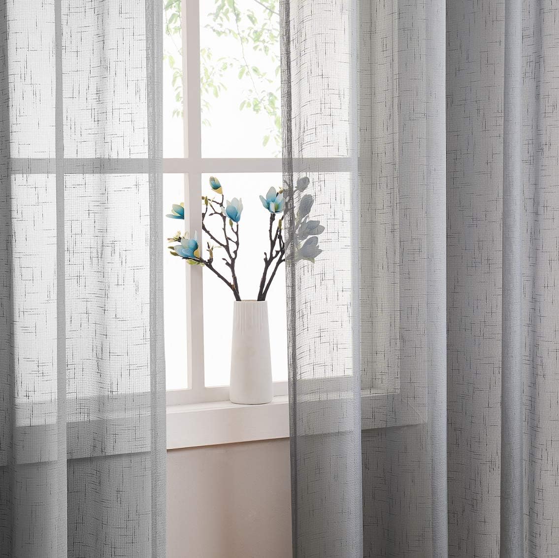 Randall Off White Sheer Open Weave Curtain for Living Room 2 Panels,72"