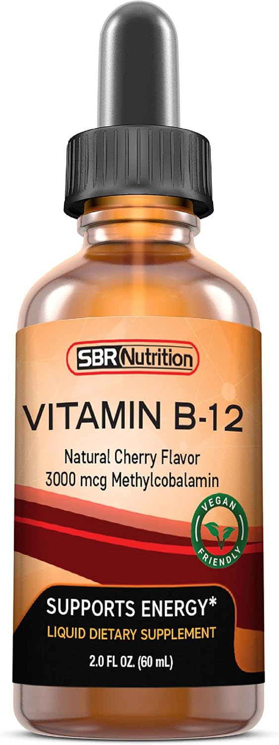 SBR Nutrition Vitamin B12 Sublingual Liquid Drops - Methylcobalamin, VIT B 12 Supports Energy, Max Absorption, 3000mcg Per Serving, 60 Servings
