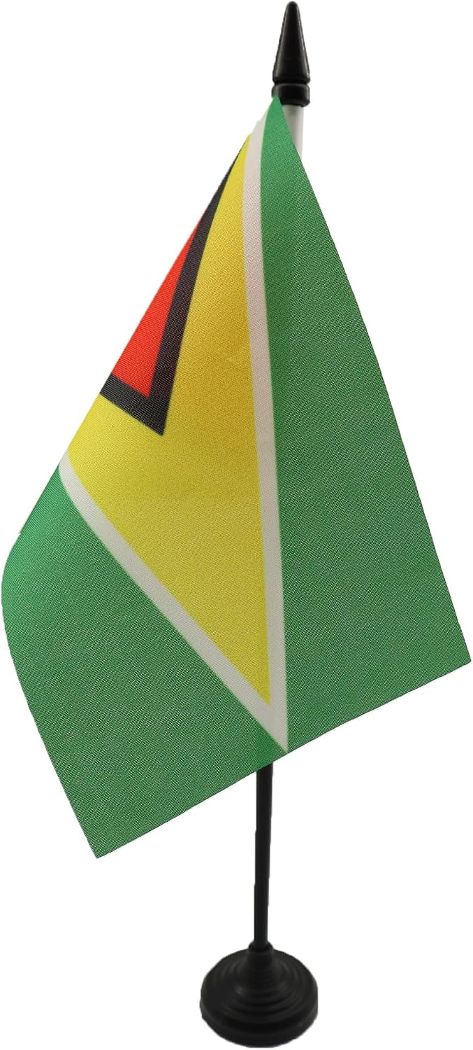 AZ FLAG Nicaragua Table Flag 4x6 in 100D Polyester Plastic Base | Indoor use Nicaraguan 15x10 cm desk flag stitched finish with reinforced edges with plastic pole