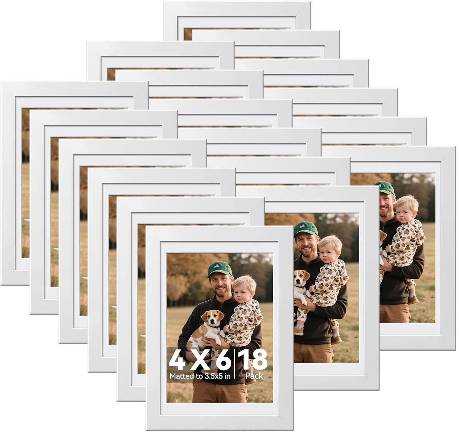 HappyHapi 8x10 Picture Frame Set of 6, Wall or Tabletop Display, White
