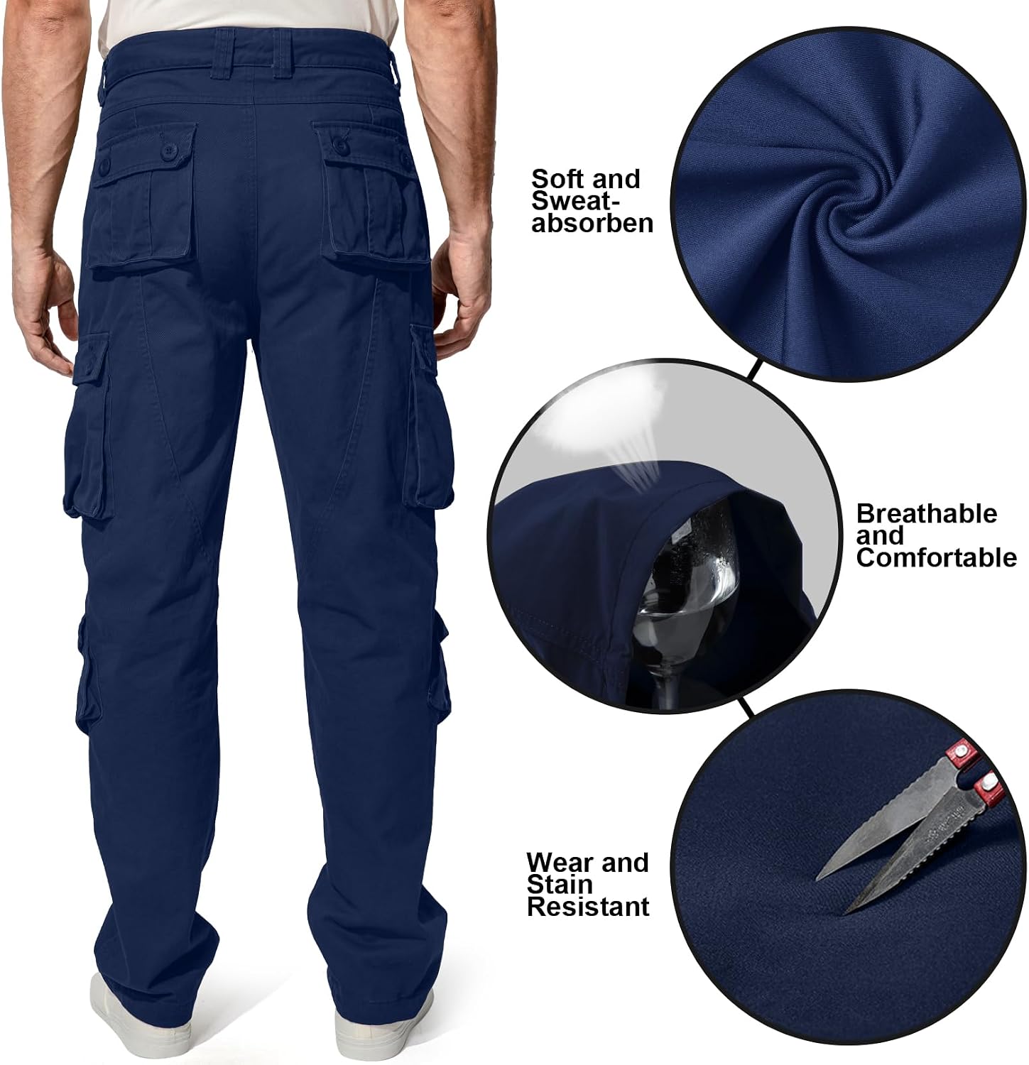 Mens Cargo Pants Camo Work Tactical Rip Stop BDU Casual Army Military Pants | 100% Cotton,Wear Resistant,Breathable,Sweat-absorbent,Men's Wild Cargo Pants with 8 Pockets,Relaxed Loose Fit Hiking Pants