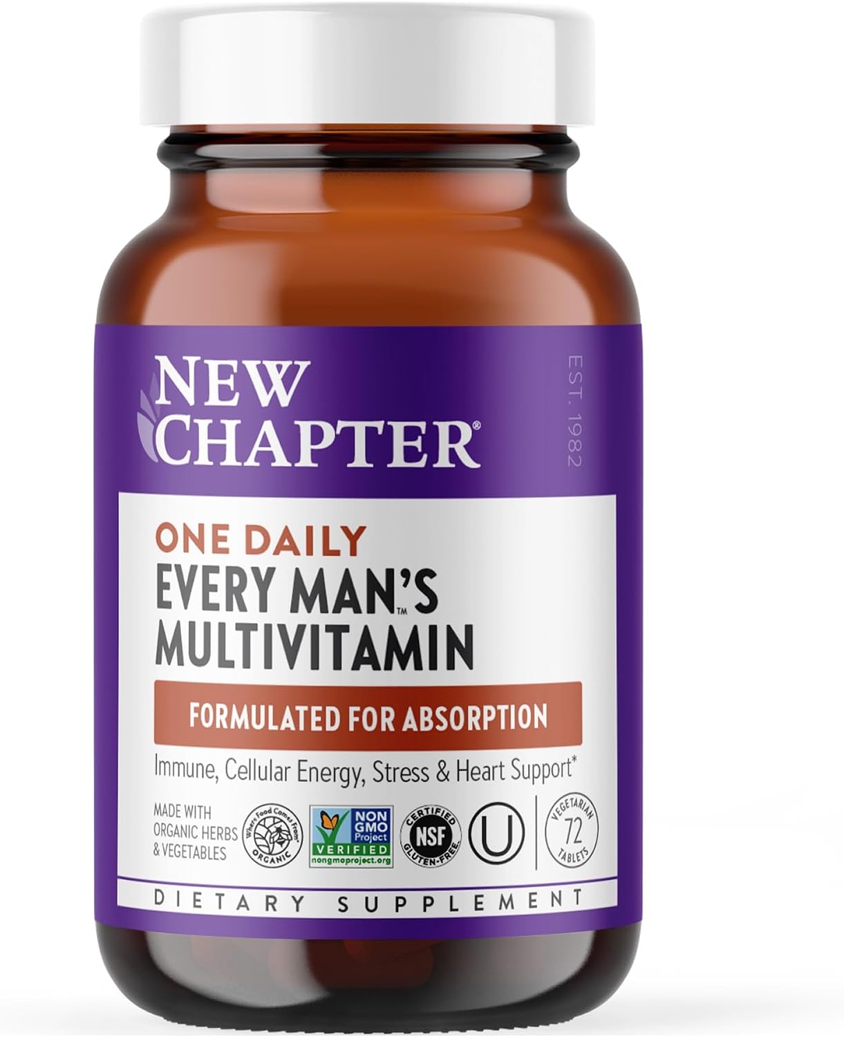 New Chapter Every Man's One Daily Multivitamin - Supports Immune, Energy & Bone Health* - Contains Fermented Ingredients, Organic Vegetables & Herbs - Vegetarian, Kosher & Gluten-Free - 48 Tablets