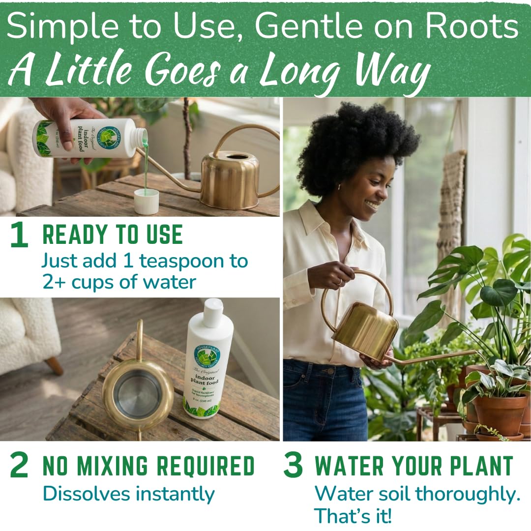Indoor Plant Food by Houseplant Resource Center - Organic Liquid Fertilizer for Pothos, Peace Lily, Monstera, Cactus and More - 8 oz