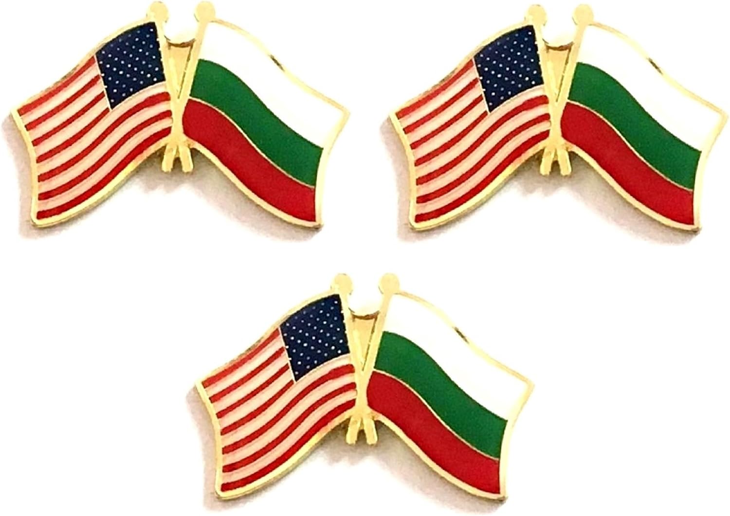 3 National Country Flag Crossed Enamel Flag Pins Pack of 3 Friendship Double Flags