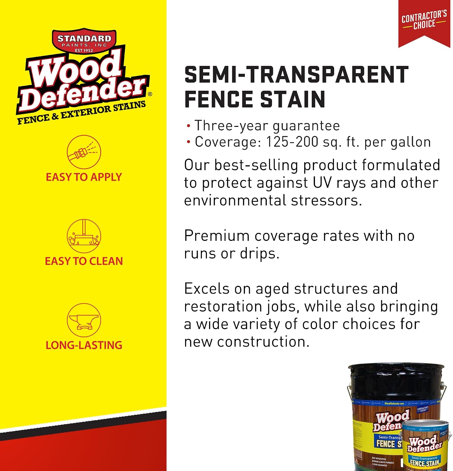 Wood Defender - Semi-Transparent Fence Stain- Sable Brown- 5 Gallon