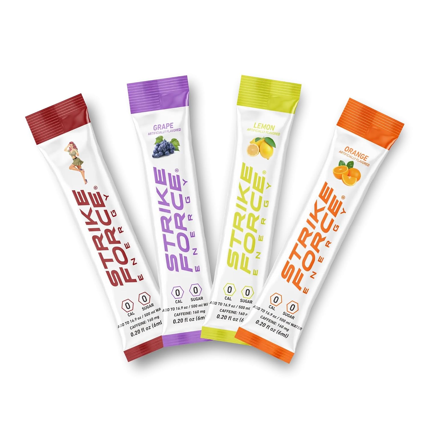 Strike Force Energy Drink Mix - Original Flavor - Natural Tasting Caffeine Drink - Turn Any Drink into a Healthy Energy Drink - Zero Calories, Keto Friendly, Sugar Free, Pre Workout (40 Liquid Packs)