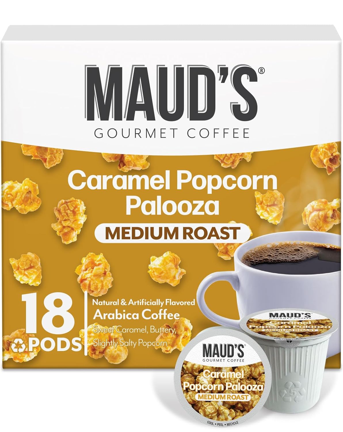 Maud's Family Pack Coffee Pods Variety Pack, 136ct, 12 Assorted Flavors | Medium Roast Flavored Coffee in Single Serve Pods – 100% Arabica Coffee, Compatible with Keurig Coffee Makers