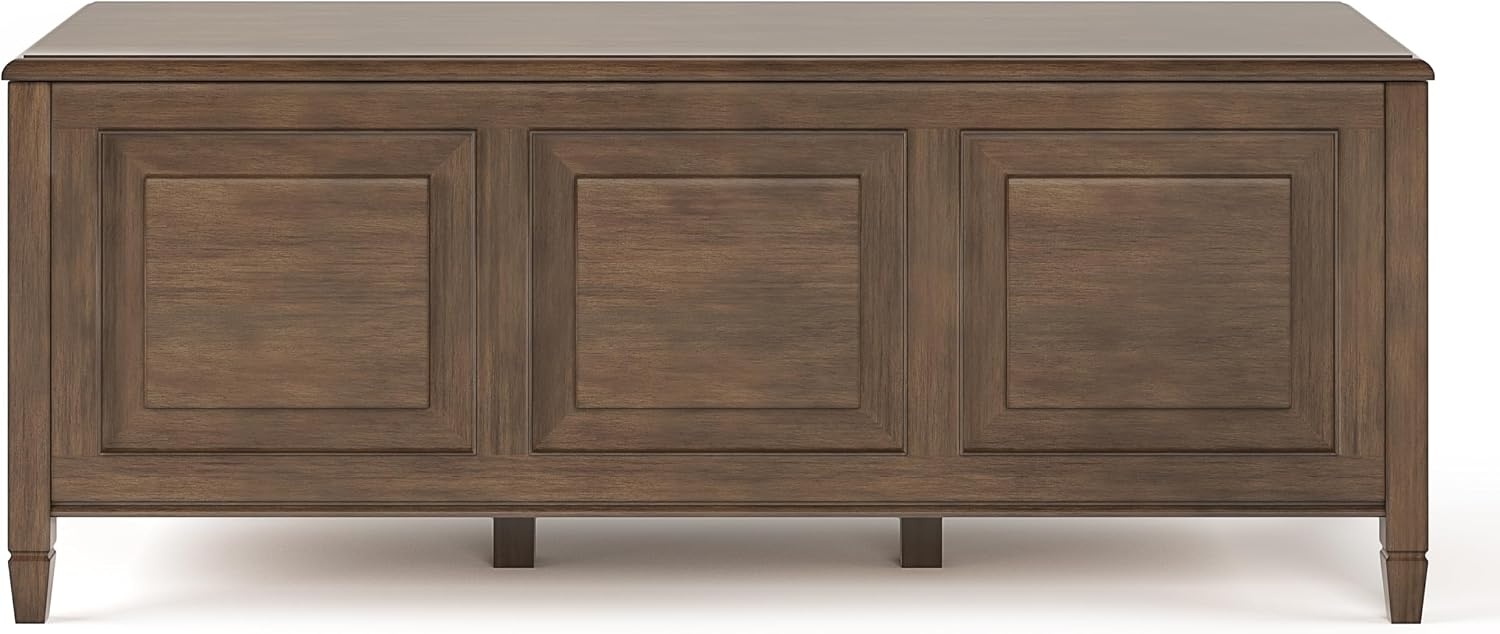 SIMPLIHOME Connaught 51" Wide Solid Wood Trunk Bench in Natural