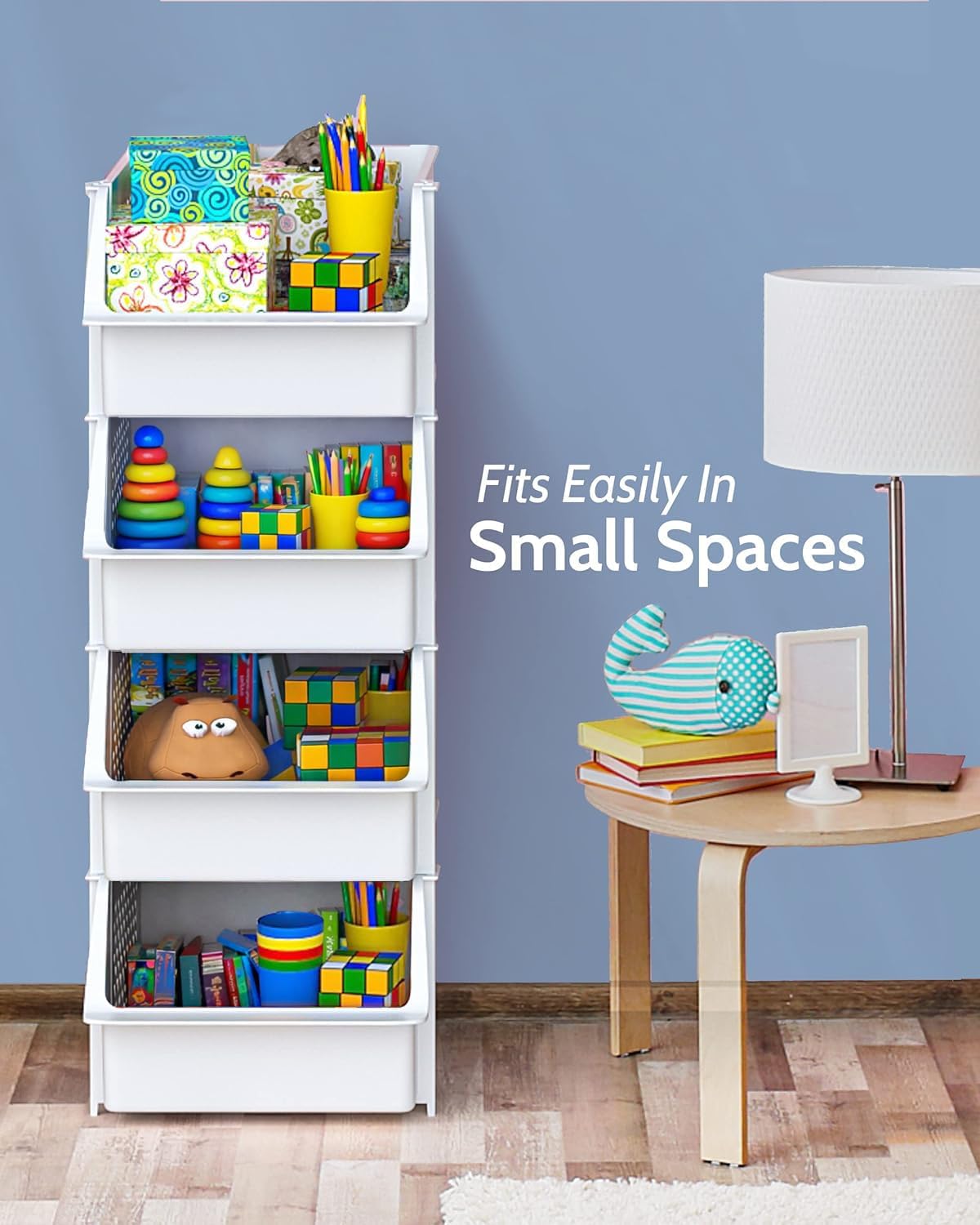 Skywin Stackable Storage Bins Open Front for Pantry Storage, 4 Pack - Black