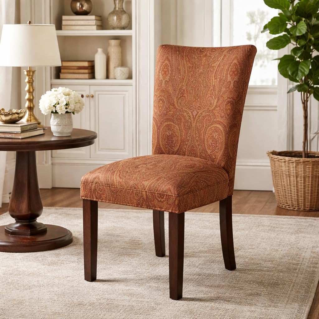 HomePop Parsons Dining Chair - Red & Gold Damask (Single Pack)