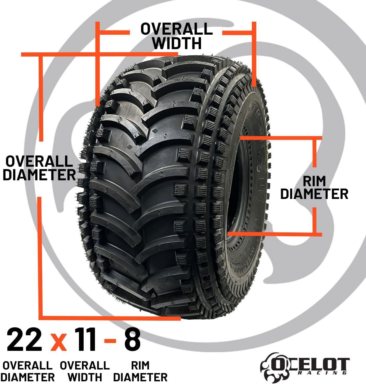 Cross Country 4-Ply Modified V-Tread Utility ATV Tire 22X11-8 P308