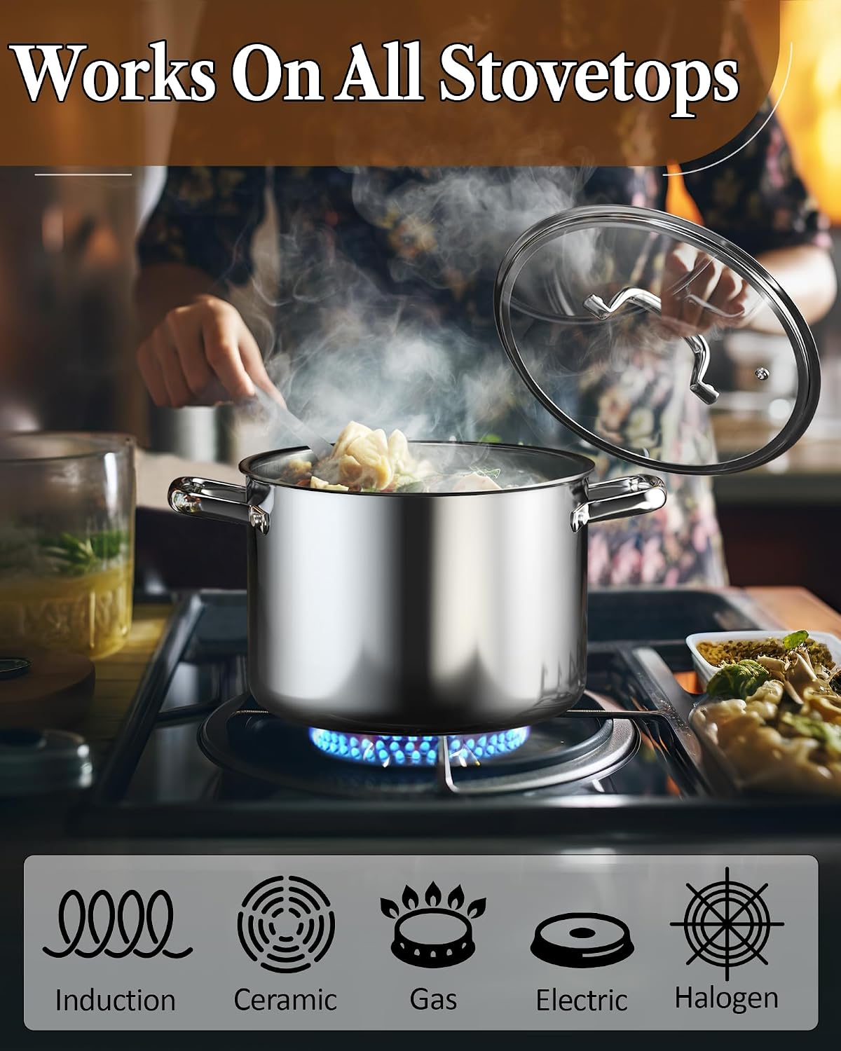 Cook N Home 7-Piece Tri-Ply Clad Stainless Steel Cookware Pots & Pans Set