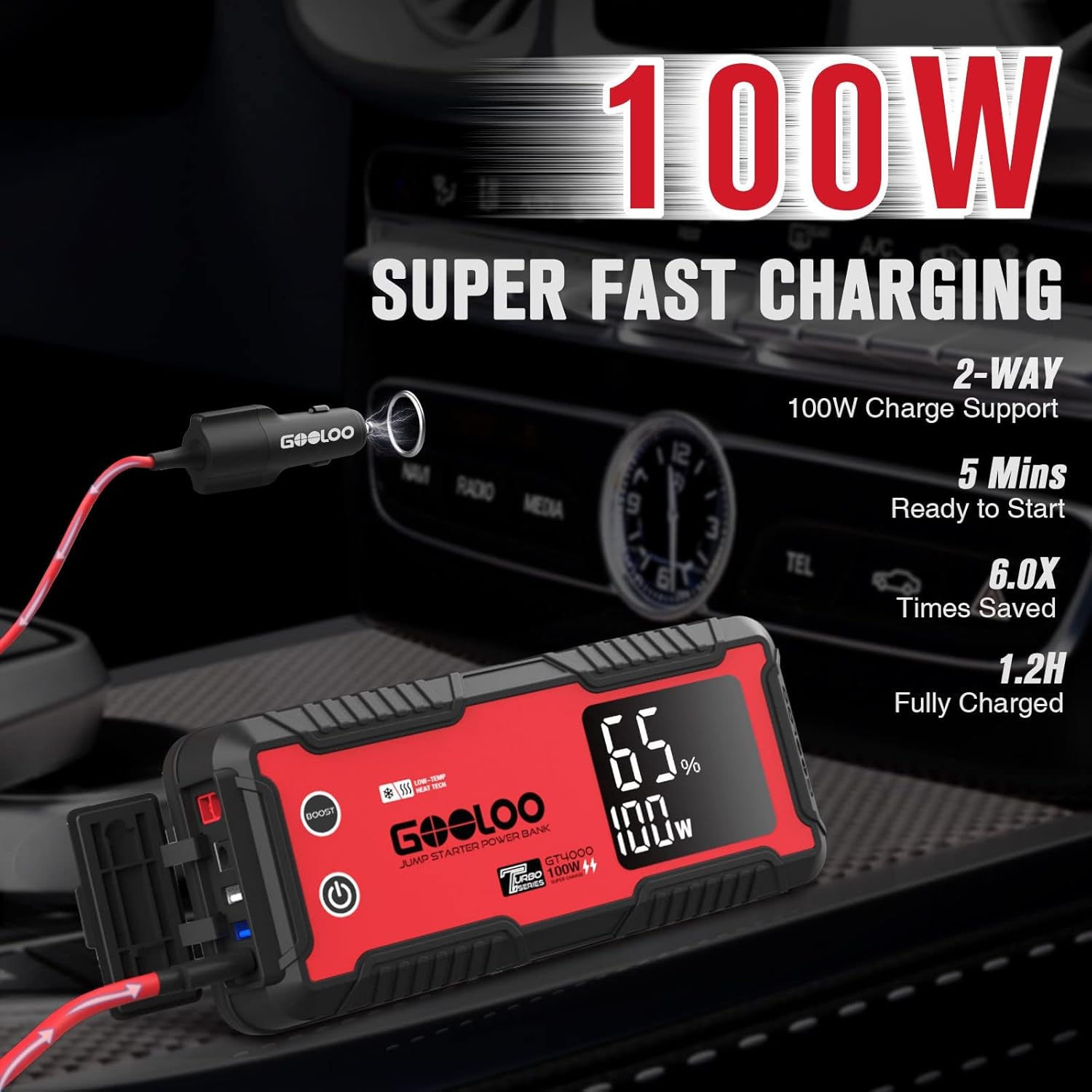 GOOLOO GT4000 Arctic Jump Starter with -40°F Battery Preheat Technology | 4000A Peak Jump Box for 12L Gas & 10L Diesel - 100W Two-Way Fast Charging