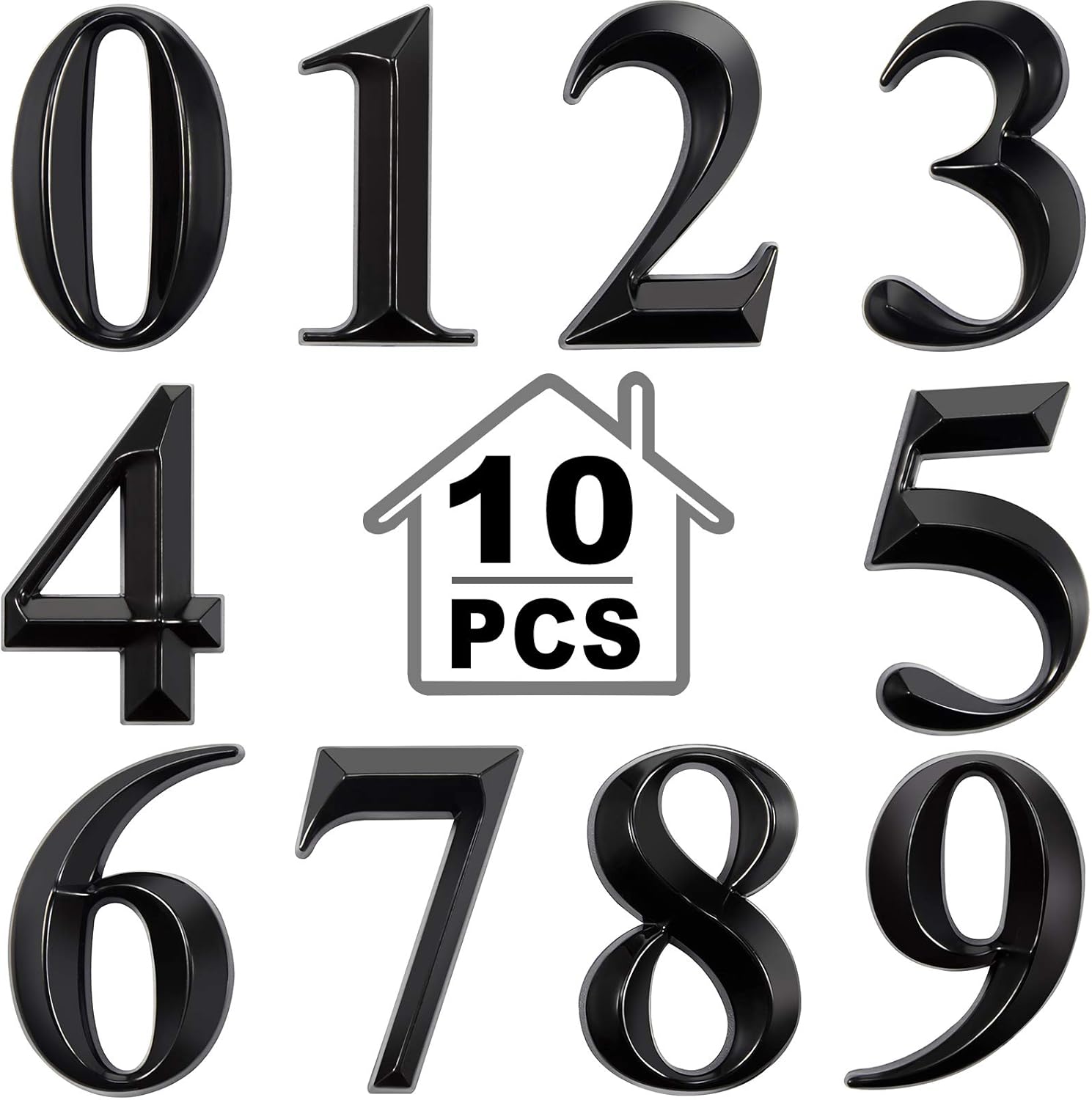 Jetec 10 Pieces 3D Mailbox Numbers 0-9 Self Adhesive 2 Inch Address Numbers Stickers Door House Style Street Mailbox Sign for Apartment Home and