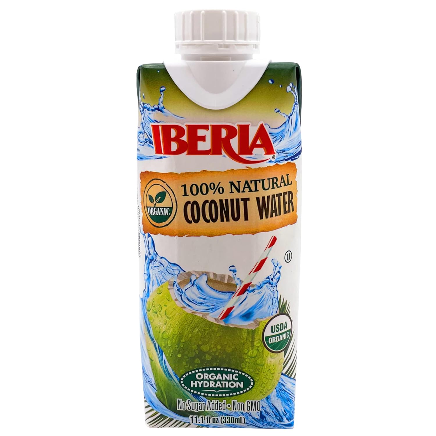 Iberia 100% Pure Organic Coconut Water, 1 Liter , 33.8 Fl Oz (Pack of 3)
