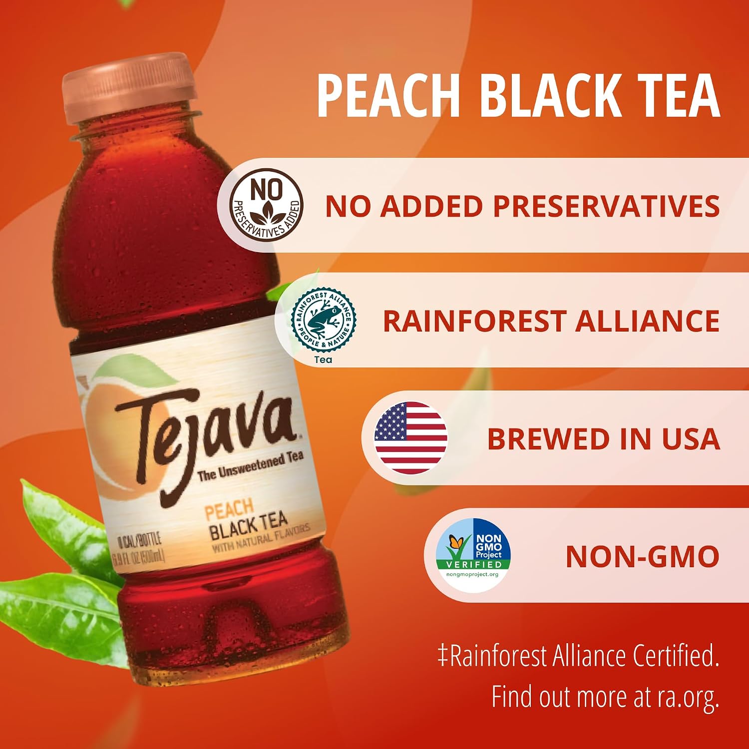 Tejava Pineapple Mango Unsweetened Black Iced Tea, 16.9 fl oz, Pack of 12