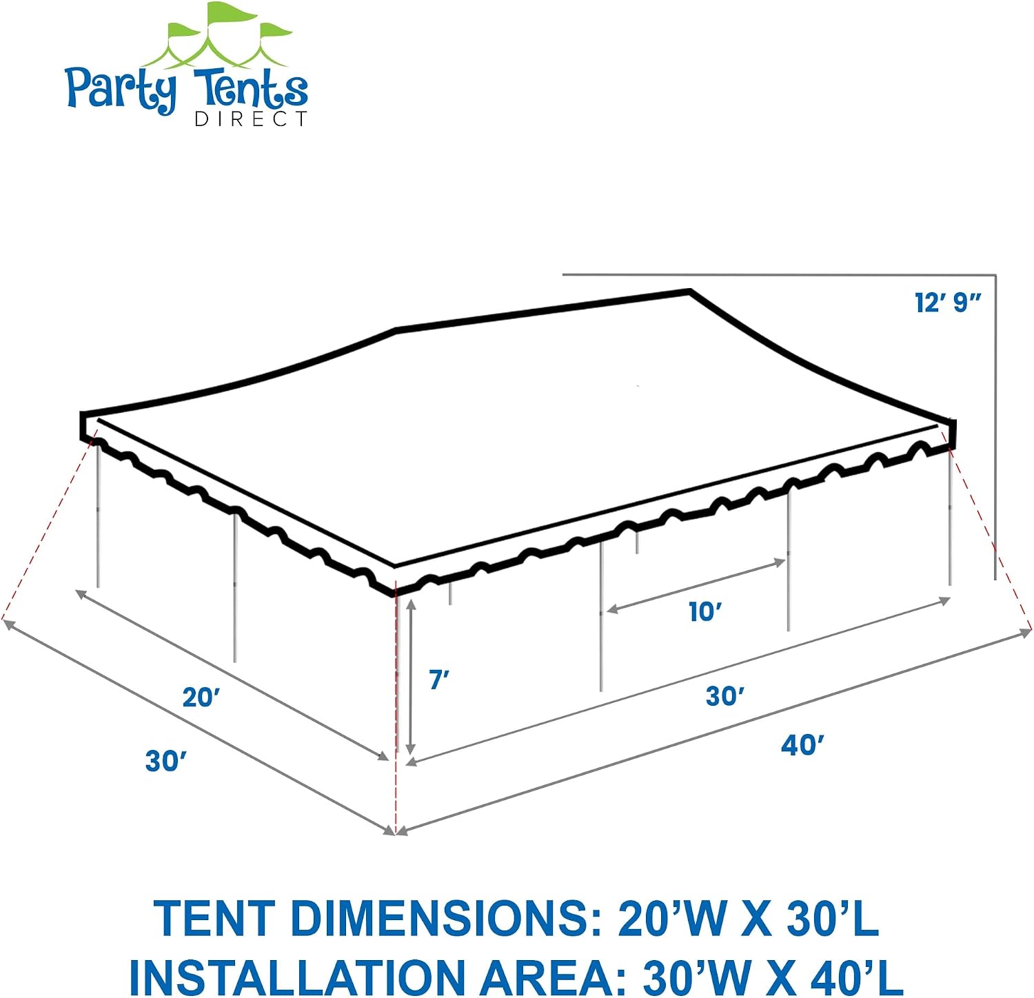 20’ x 20’ Weekender Canopy Pole Tent, Indoor and Outdoor Heavy Duty Easy Up, 80 Person Capacity Tent for Parties, Weddings, and Events, Commercial and Residential Use, PVC White Top | Easy Up Weekender Canopy Tent With 80 Person Capacity - Outdoor Canopi…